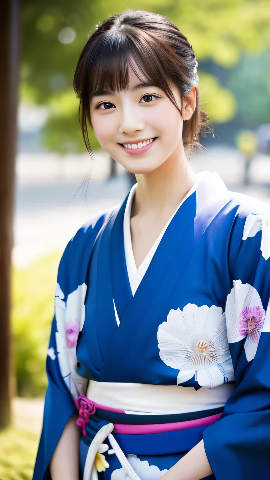 Japanese、25 years old、Fair skin、very thin、High resolution、((Kimono appearance))、smile