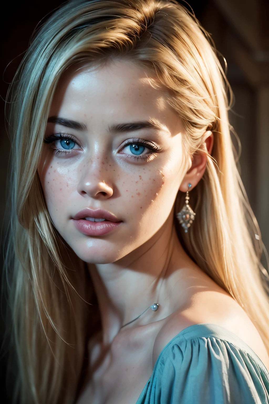 blonde girl, blue eyes, light rose skin, cute, tattoos
