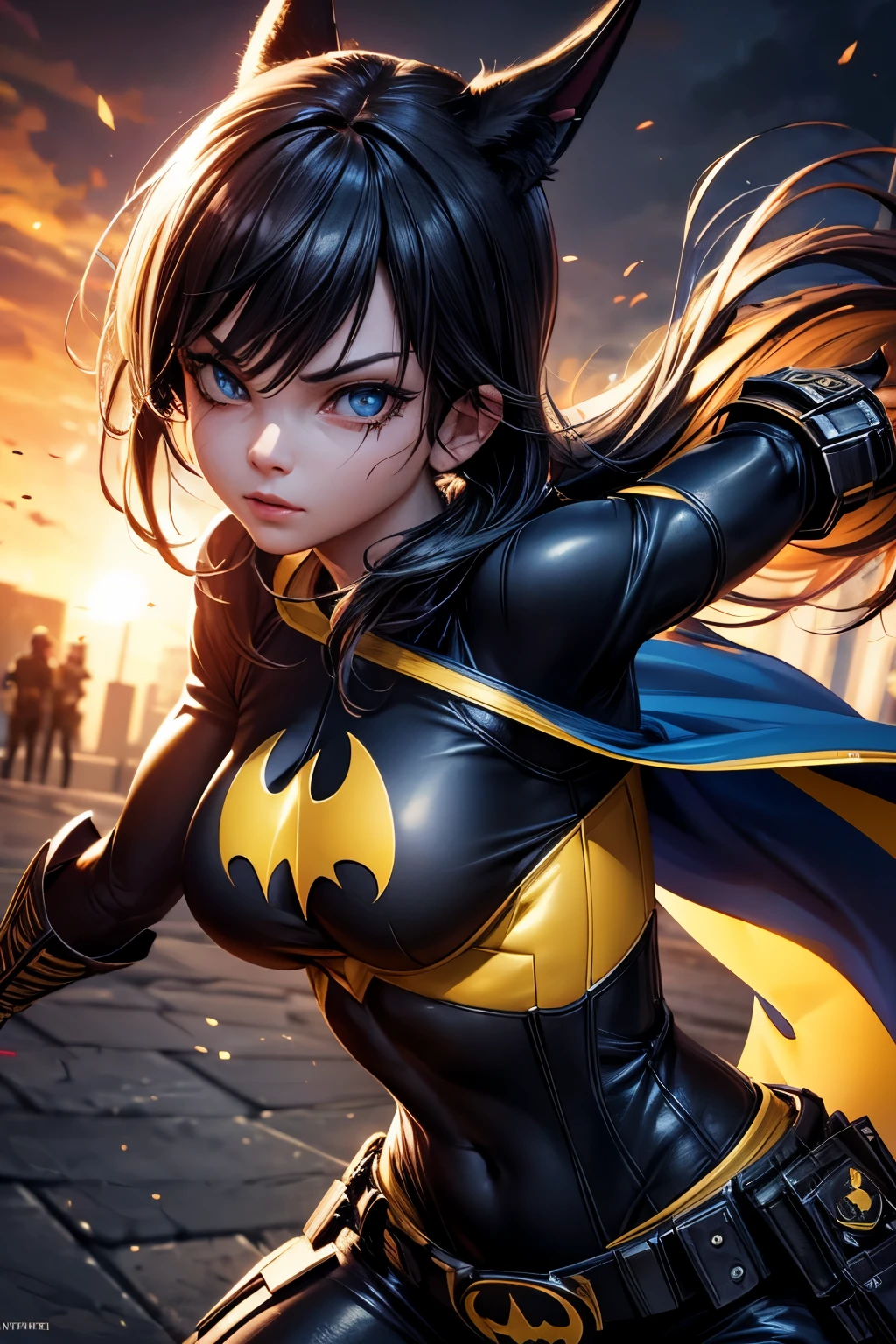 Superhero Batgirl, combat stance, highly detailed, sexi, revealing, vibrant appearance, creative behavior, extremly detailed, imaginative, , spontaneous, highest quality, skin texture, intricate details, (cinematic lighting), RAW photo, 8k, masterpiece,best quality,ultra-detailed,very detailed illustrations,extremely detailed,intricate details,highres,super complex details,extremely detailed 8k cg wallpaper,