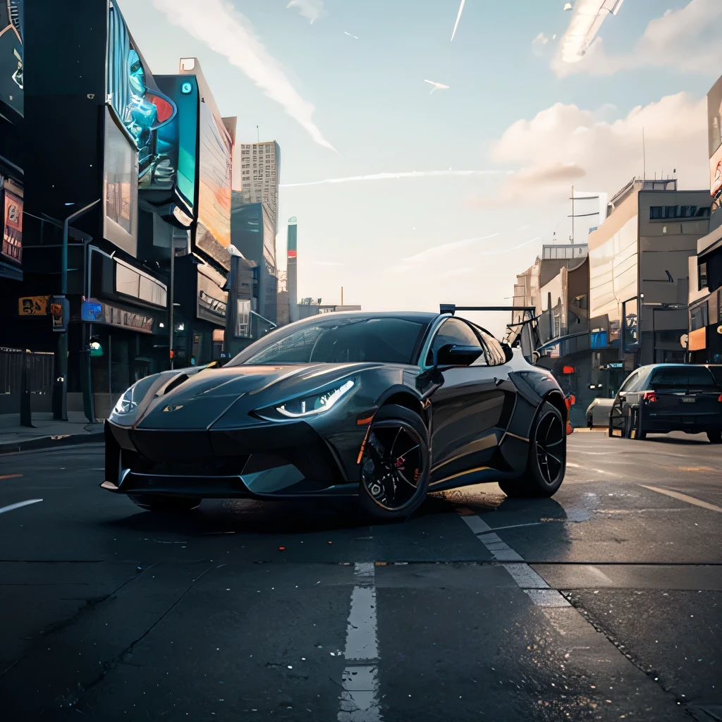 In the year 2080, a state-of-the-art autonomous vehicle glides through the futuristic cityscape, seamlessly blending with its surroundings. The car's design is sleek and aerodynamic, featuring advanced materials and cutting-edge technology. Soft ambient light bathes the urban landscape, casting gentle shadows and highlighting the intricate details of the vehicle's exterior. Holographic displays and futuristic signage adorn the buildings, creating a dynamic and immersive atmosphere. The scene embodies the pinnacle of transportation innovation, where technology and urban living converge seamlessly.

Type of Image: Photorealistic digital illustration
Art Styles: Futuristic, Cyberpunk
Art Inspirations: Futuristic concept art, Cyberpunk 2077
Camera: Advanced holographic camera
Shot: Dynamic shot from a low angle
Render Related Information: Detailed digital illustration with advanced rendering techniques
Resolution: 8K
Lighting: Soft ambient light with holographic accents}
