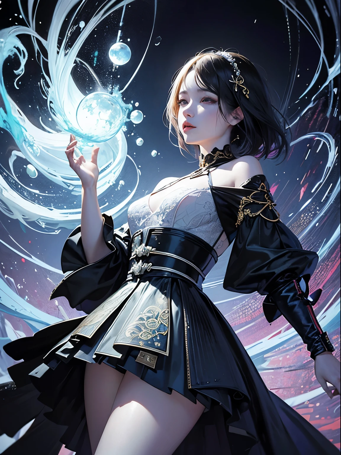 official art, unity 8k wallpaper, super detailed, beautiful and aesthetic, masterpiece, highest quality, (zentangle, mandala, tangle, entangle), (fractal art:1.3) , 1 girl, very detailed, dynamic angle, cowboy shot, the most beautiful form of chaos, elegant, brutal designer, Bright colors, romanticism, Written by James Jean, robbie dowi antono, Los Tran, francis bacon, Michael Mraz, Adrian's genius, Petra Cortright, Gerhard Richter, takato yamamoto, ashley wood, in the atmosphere, ecstasy of notes, Streaming notes are displayed