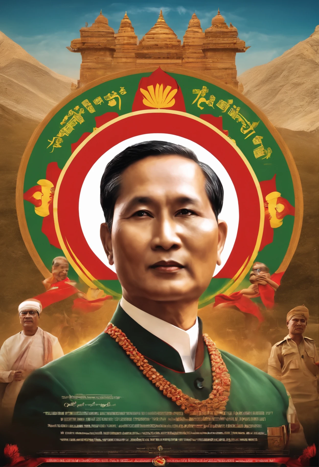 arafed image of a man in a suit and tie with a flag behind him, vietnam, communist, in style of lam manh, mao zedong, dao trong le, communism, comminism, mao, communist propaganda, bao pnan, revolutionary, phuoc quan, chairman mao, son, freedom fighter, president, bao pham, hyper realistic