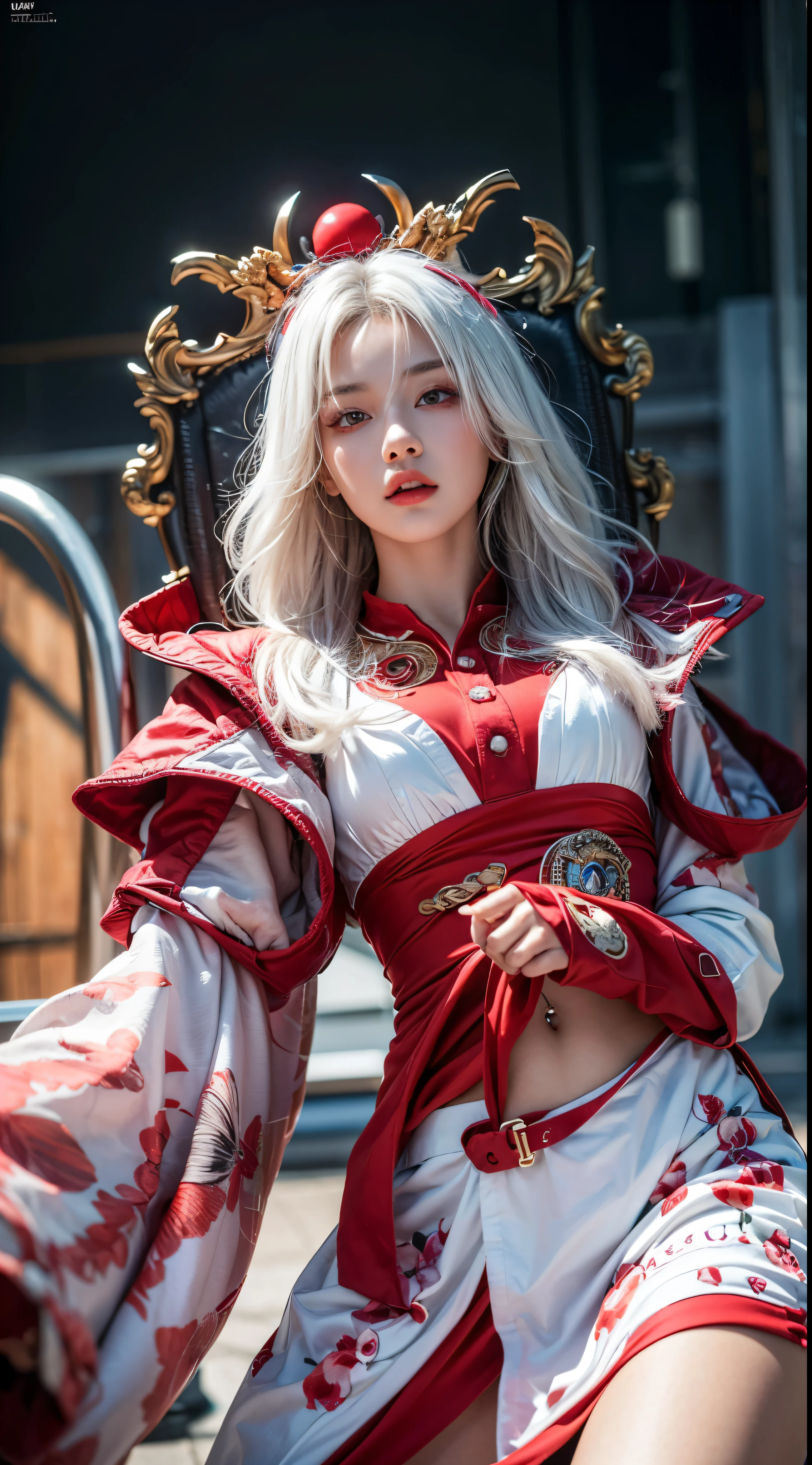 (photorealistic:1.4), best quality, masterpiece, ultra high res, 1girl, (detailed face:1.2), (detailed hair:1.2), (detailed clothes:1.2), 4k, (detailed color:1.2), (red eyes:1.5), (white hair),