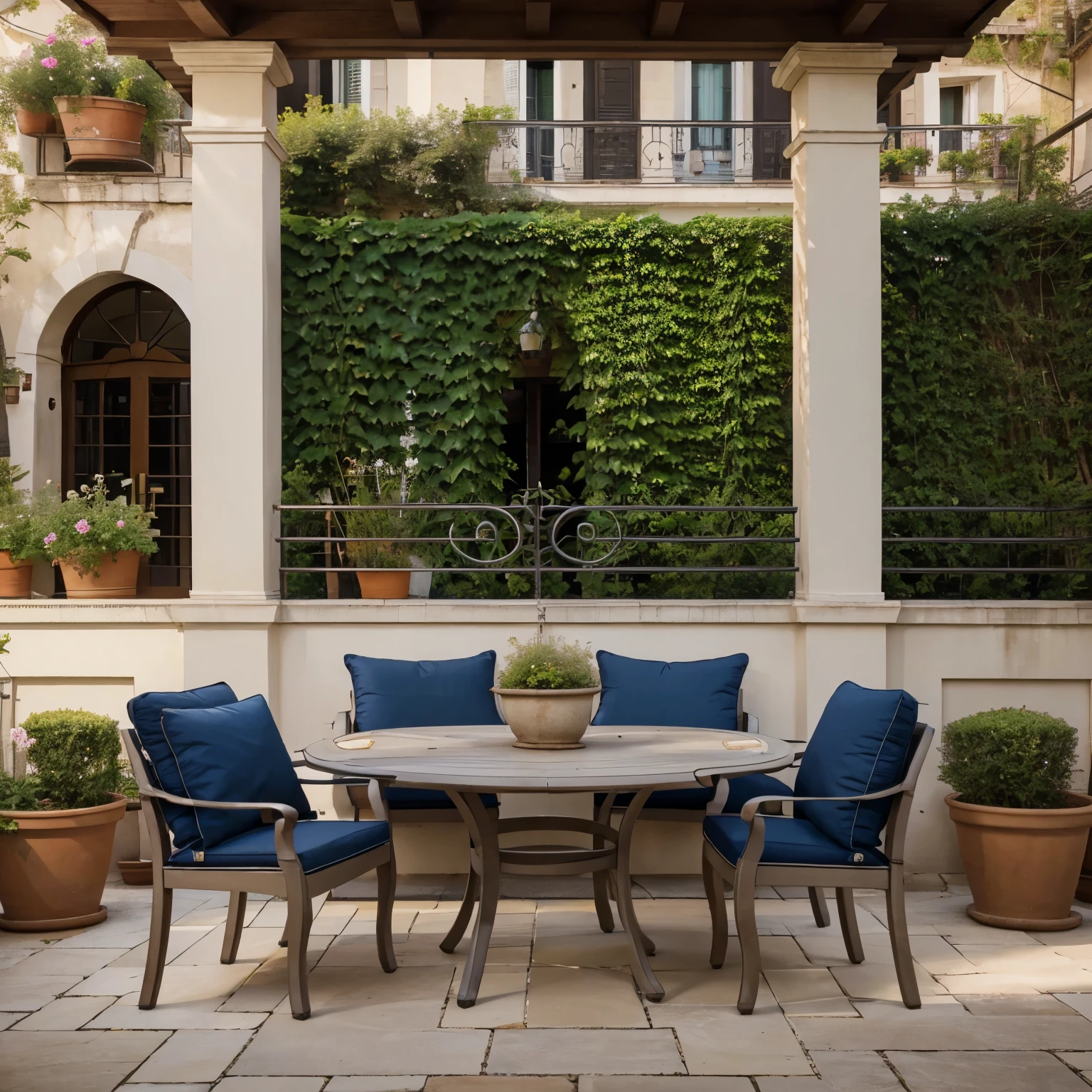 Garden furniture company logo named : MERTELLI slogan : les barons du balcon 