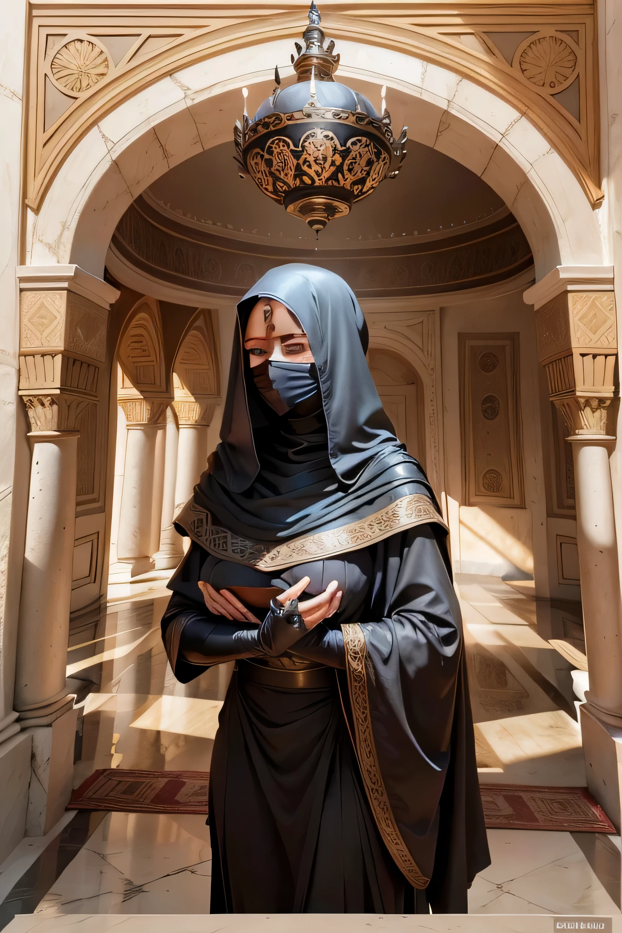 Masterpiece, high quality, sombre, dune, bene geserit mother, face coverings. in palace on Salusa Secundus