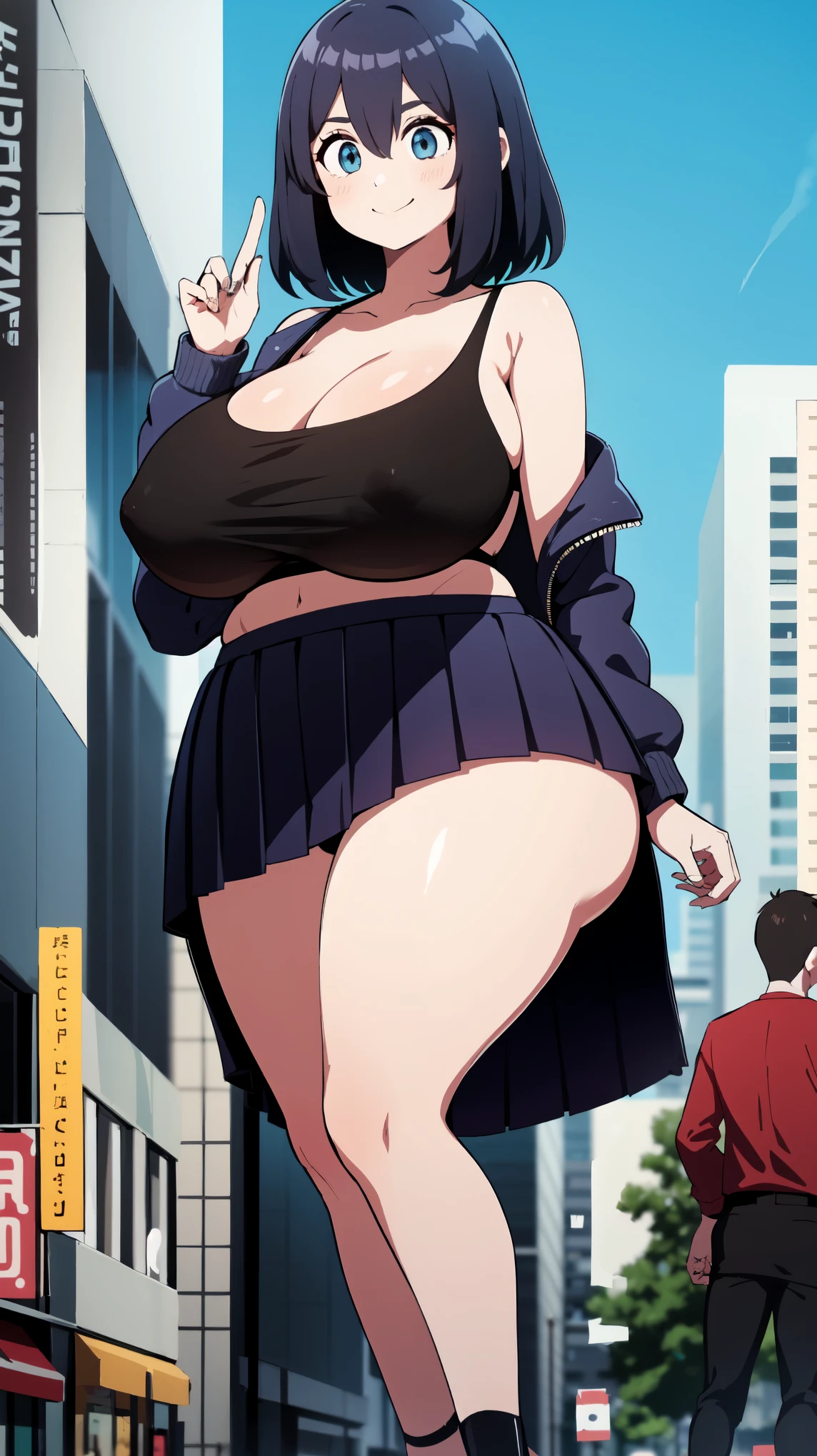 1girl, black_skirt, blue_hair, building, city, cityscape, hair_between_eyes, jacket, looking_at_viewer, medium_hair, multicolored_hair, multiple_boys, night, off_shoulder, outdoors, pleated_skirt, road, shirt, skirt, skyscraper, smile, solo_focus, street, white_shirt, ginormous breasts, overflowing bra, Huge plump breasts, sexy poses, 1girl, black_skirt, blue_hair, building, city, cityscape, hair_between_eyes, jacket, looking_at_viewer, medium_hair, multicolored_hair, multiple_boys, night, off_shoulder, outdoors, pleated_skirt, road, shirt, skirt, skyscraper, smile, solo_focus, street, white_shirt, ginormous breasts, overflowing bra, Huge plump breasts, sexy poses,solo