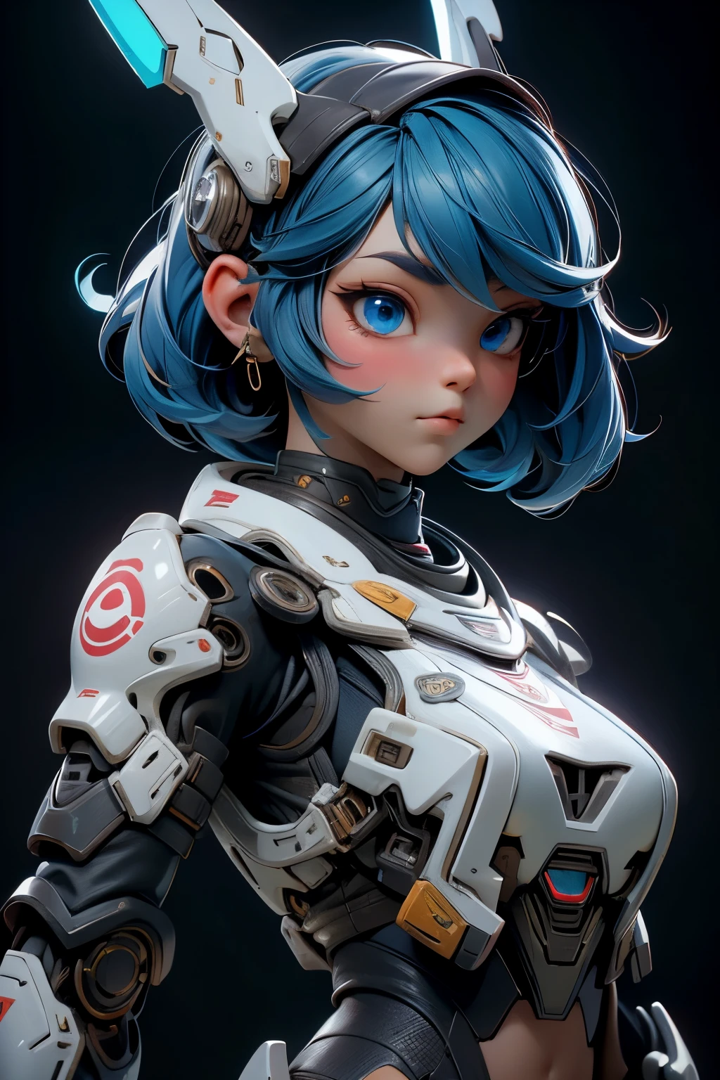 retrato, Obra maestra, Excelente, 1 chica, solo, detalles complejos, Color diffusion, de cerca, pale female, Asian woman, gigante femenina, Atlético Femenino, muslos fuertes, pelo , pelo oscuro, blue eyes, ropa de combate, vestimenta seductora, epic, artista marcial, Science fiction, fancy