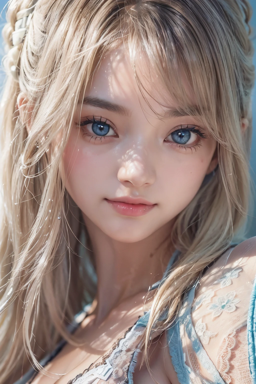 1woman, (Ultra realistic, high res), (highly detailed eyes, highly detailed hair, highly detailed face, highly detailed plump lips), (off shoulder with open breasts), breasts, upper body, caute smile, (best quality:1.4), Raw photo, (realistic, photo-realistic:1.37), professional photography, cinematic light, (fine face: 1.2),fashion model 20 years old, cute, [[[[pure eyes]]]], [[[[closeup]]]], [[[[chest]]]], [[[[neck]]]], [[[[shoulders]]]], perfect eyes, perfect iris, perfect lips, perfect teeth, perfect skin, soft front light, glow, HDR, (muted colors:1.2), Retrato da mulher、white skin、((cabelo Castanho ondas suaves)) Best Blanco Romantico、8K resolution、Frente Illuminada、アメリカの女の子のPortrait、solo、20-year-old、beautiful face、Upper body、medium side cut、beautiful blonde hair、beautiful little face woman, solo,　black theme,　look at the audience,one woman, It&#39;s real, Wolfzan-6500-V1.3, anime、animeスタイル、beautiful diamond eyes、20 year old american girl、braided hair、swimsuit、portrait beautiful detailed woman, very detailedな青い顔, Reality, beautiful narrow blue eyes, huge file size, Super detailed, High resolution, very detailed, highest quality, masterpiece, An illustration, very detailed, ticker, Unite, 8K painting wallpaper, fine, fine details, masterpiece, highest quality, Hvery detailed ticker uniform 8K wallpaper, face light movie lighting、cuteブラウス, dark background, oil, masterpiece, diffused soft film lighting, Portrait, highest quality (perfect face:1.4),stunning girl pictures,(8K and、photorealistic:1.25) 、(lip gloss、eyelashes、shiny face、shiny skin、highest quality、超High resolution、Depth of the bounds written、chromatic aberration、caustic road lighting、natural shading、sexy 1girl, Extremely cute, Amazing face and eyes, (Beautiful lovely smile), (extremely detailed beautiful face), bright and shiny lips, (cute bikini:1.3), (very elaborate lace bra:1.5), smooth skin, super beautiful, attractive, (Best Quality:1.4), (hyper quality), (Ultra-detailed), (hyper-realistic, Photorealsitic:1.37), Authentic skin texture, complex details, extremely detailed CG unified 8k wallpaper, RAW Photos, professional photograpy, Cinematic lighting, coast, sea, palm trees,masterpiece, best quality, high quality, High definition, High quality texture, High quality shadow, high detail, beautiful detailed, finely detailed, extremely detailed cg, detailed texture, a realistic representation of the face, realistic, colorful, delicate, Cinematic Light, sidelighting, Lens Flare, Ray tracing, sharp focus, (intrica