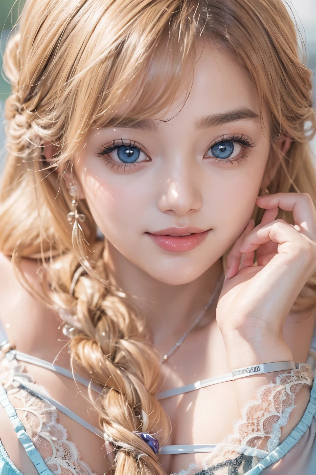 1woman, (Ultra realistic, high res), (highly detailed eyes, highly detailed hair, highly detailed face, highly detailed plump lips), (off shoulder with open breasts), breasts, upper body, caute smile, (best quality:1.4), Raw photo, (realistic, photo-realistic:1.37), professional photography, cinematic light, (fine face: 1.2),fashion model 20 years old, cute, [[[[pure eyes]]]], [[[[closeup]]]], [[[[chest]]]], [[[[neck]]]], [[[[shoulders]]]], perfect eyes, perfect iris, perfect lips, perfect teeth, perfect skin, soft front light, glow, HDR, (muted colors:1.2), Retrato da mulher、white skin、((cabelo Castanho ondas suaves)) Best Blanco Romantico、8K resolution、Frente Illuminada、アメリカの女の子のPortrait、solo、20-year-old、beautiful face、Upper body、medium side cut、beautiful silver and blonde hair、beautiful little face woman, solo,　black theme,　look at the audience,one woman, It&#39;s real, Wolfzan-6500-V1.3, anime、animeスタイル、beautiful diamond eyes、20 year old american girl、braided hair、swimsuit、portrait beautiful detailed woman, very detailedな青い顔, Reality, beautiful narrow blue eyes, huge file size, Super detailed, High resolution, very detailed, highest quality, masterpiece, An illustration, very detailed, ticker, Unite, 8K painting wallpaper, fine, fine details, masterpiece, highest quality, Hvery detailed ticker uniform 8K wallpaper, face light movie lighting、cuteブラウス, dark background, oil, masterpiece, diffused soft film lighting, Portrait, highest quality (perfect face:1.4),stunning girl pictures,(8K and、photorealistic:1.25) 、(lip gloss、eyelashes、shiny face、shiny skin、highest quality、超High resolution、Depth of the bounds written、chromatic aberration、caustic road lighting、natural shading、sexy 1girl, Extremely cute, Amazing face and eyes, (Beautiful lovely smile), (extremely detailed beautiful face), bright and shiny lips, (cute bikini:1.3), (very elaborate lace bra:1.5), smooth skin, super beautiful, attractive, (Best Quality:1.4), (hyper quality), (Ultra-detailed), (hyper-realistic, Photorealsitic:1.37), Authentic skin texture, complex details, extremely detailed CG unified 8k wallpaper, RAW Photos, professional photograpy, Cinematic lighting, coast, sea, palm trees,masterpiece, best quality, high quality, High definition, High quality texture, High quality shadow, high detail, beautiful detailed, finely detailed, extremely detailed cg, detailed texture, a realistic representation of the face, realistic, colorful, delicate, Cinematic Light, sidelighting, Lens Flare, Ray tracing, sharp focus, (intrica