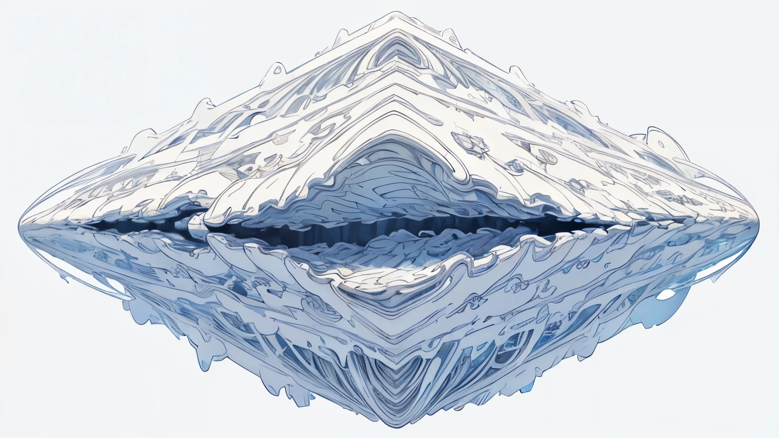 ((Masterpiece)), (Anime:1.3), ((best quality)), (abstract art:1.5), (High Definition), (pale color), wide shot, (fractal structure:1.5), (simple white background:1.6), landscape, (Beautiful), (Biological atmosphere), deep sea,