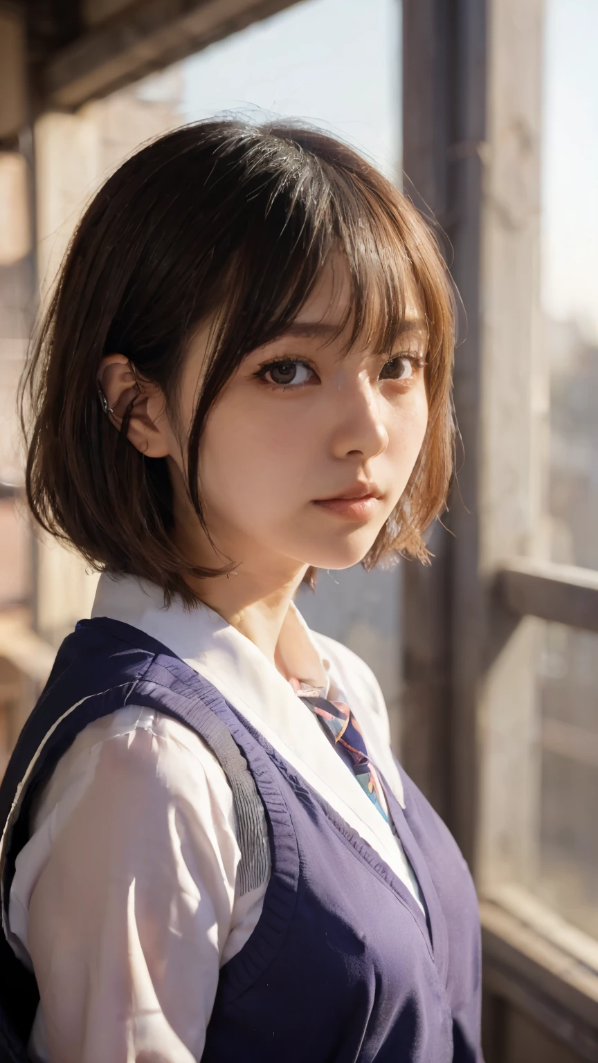 Masterpiece, 4K, bokeh, school uniform, Beautiful girls, group photo, harem, multiple girls, (Japanese idle:1.6), (Bob hair:1.3), close up, classroom, sunset, Looking at the viewer, cowboy shot