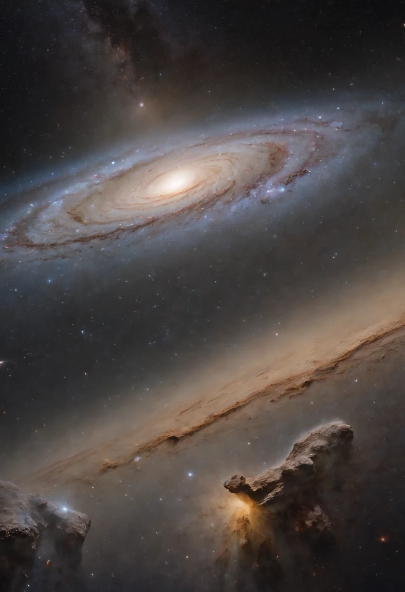 ((aerial view:1.5)), ((zenithal camera:1.5)), ((focusing on the andromeda galaxy;1,5)),(( beautiful overview:1.3)), (hyper detailed: 1.3), (( a beautiful overview of the andromeda galaxy below: 1.3)), ((imaginative scene)), ((meticulously detailed: 1.3)), ((best quality)), ((masterpiece)), 3D, (photorealistic: 1.4), ((Film lighting: 1.2)), 32k.