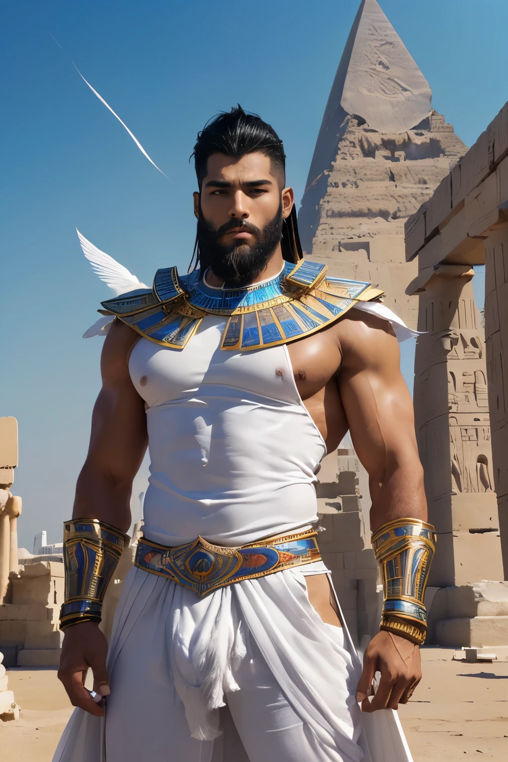 8k ultra high definition,((tmasterpiece)),(high high quality),Original, actual, , Vibrant colorachiko beard) (Handsome figure) tall ((mtochas,bigger,cloud,HANDSOME MUSCULAR MAN) ,Stubble masculinity)(Full body lesbian) ((white colors,),, ((tmasterpiece)),(high high quality),Original, actual, vibrant with colors,Machiko beard,((A young handsome muscular man))),malefocus, Just focus,male people, shaggy, ((Eternal)),sloppy, Masculinity, Perspectives, The erection, Uncensored, ,with her mouth open,Armpits, ,((white colors ))(Egyptian temple background),(,(Gorgeous costumes),((rays of sunshine, )),, ((tmasterpiece)),(high high quality),Original, actual,,vibrant with colors, Machiko beard,(Handsome figure) tall ((whole body alone))),the street,Nothing,male people,,, ((tmasterpiece)),(high high quality),(Handsome (black hair color hair)((tall、Big muscle man,))((Stand in the sky)),Silver armor, ,,diamond bracelet ,nigh sky,heavenly feeling, cloud,Sparkling sea,((tmasterpiece)),(high high quality),Original, actual, Very meticulous, highly details eye,vibrant with colors,bigger, ((tmasterpiece)),(high high quality),Original, actual, Very meticulous, Highly detailed skin and eyes,Vibrant black,the sunset,((((Less tops)))) high high quality,Handsome (Machiko)((((minimal effort)),(high high quality),Original, actual, Very meticulous, Highly detailed masseter membrane、There  only one character！well built、egyption！outside in the sun！Pyramid background＆Egyptian temple＆the sphinx＆Anubis！The whole body of the character！There are many scenery！outside in the sun！Have a pair of huge open wings，egyptian hardcover！largeeyes！Straight nose！largest wing root，Has a pair of white feather wings、35yo、gay twinks、scantily clad、Brush cut！Nod and pull your head five times！(High detail 8K)Dark skin！raise your eyes！open your eyes！ ((realistically)), egyptian hardcover！Raised sexy！[Sexy Egyptian Pharaoh wearing exquisite clothes！pyramid！Egyptian temple！the sphinx！Anubis！]! !!!dermis, [ Short hair detai