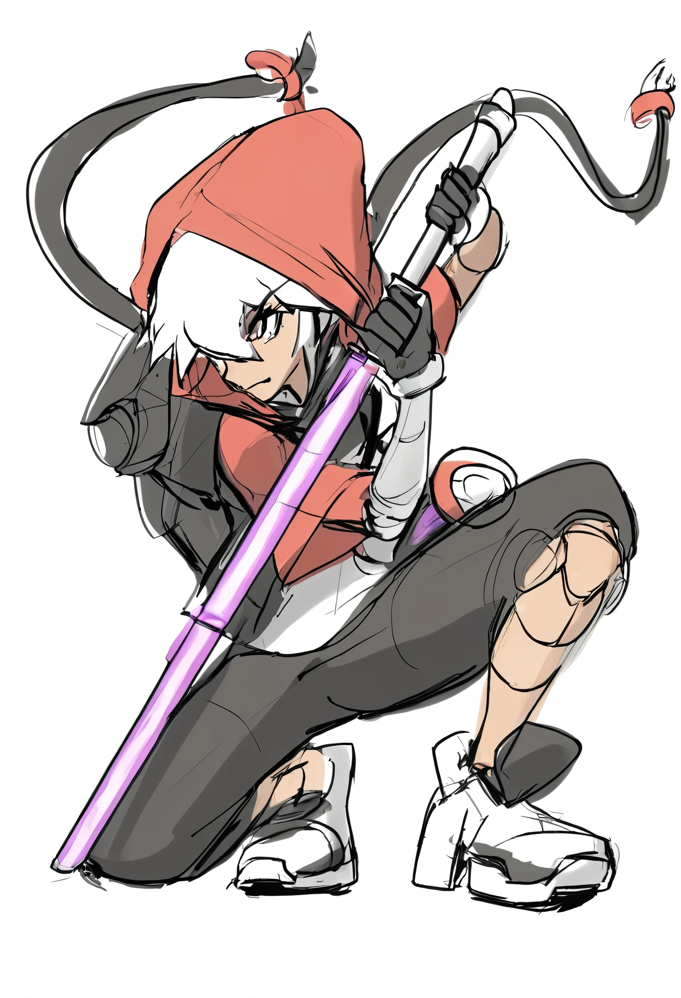 Drawing of a man holding a sword and hat, Kushat Kenzi, katana zero video game character, Guilty gear art style, gainax anime style, main character 👀 :8, Cartoon rendering art style, Haruno Sakura, Akihiko Yoshida, Haruno Sakura is in slug sage mode, main character