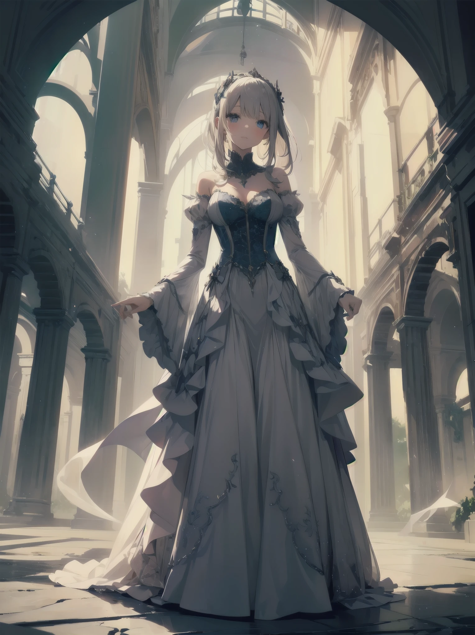 "A Noblewoman's Whimsical Adventure"
Imagine a beautiful, elegant noblewoman, dressed in a stunning gown with intricate lace and beadwork, standing in front of a glowing, ethereal portal. She looks curious and adventurous, with a hint of mischief in her eyes. The portal seems to be leading her to a fantastical world, full of magical creatures, ancient ruins, and hidden wonders. The atmosphere is dreamy and surreal, with soft, pastel colors and delicate lighting.