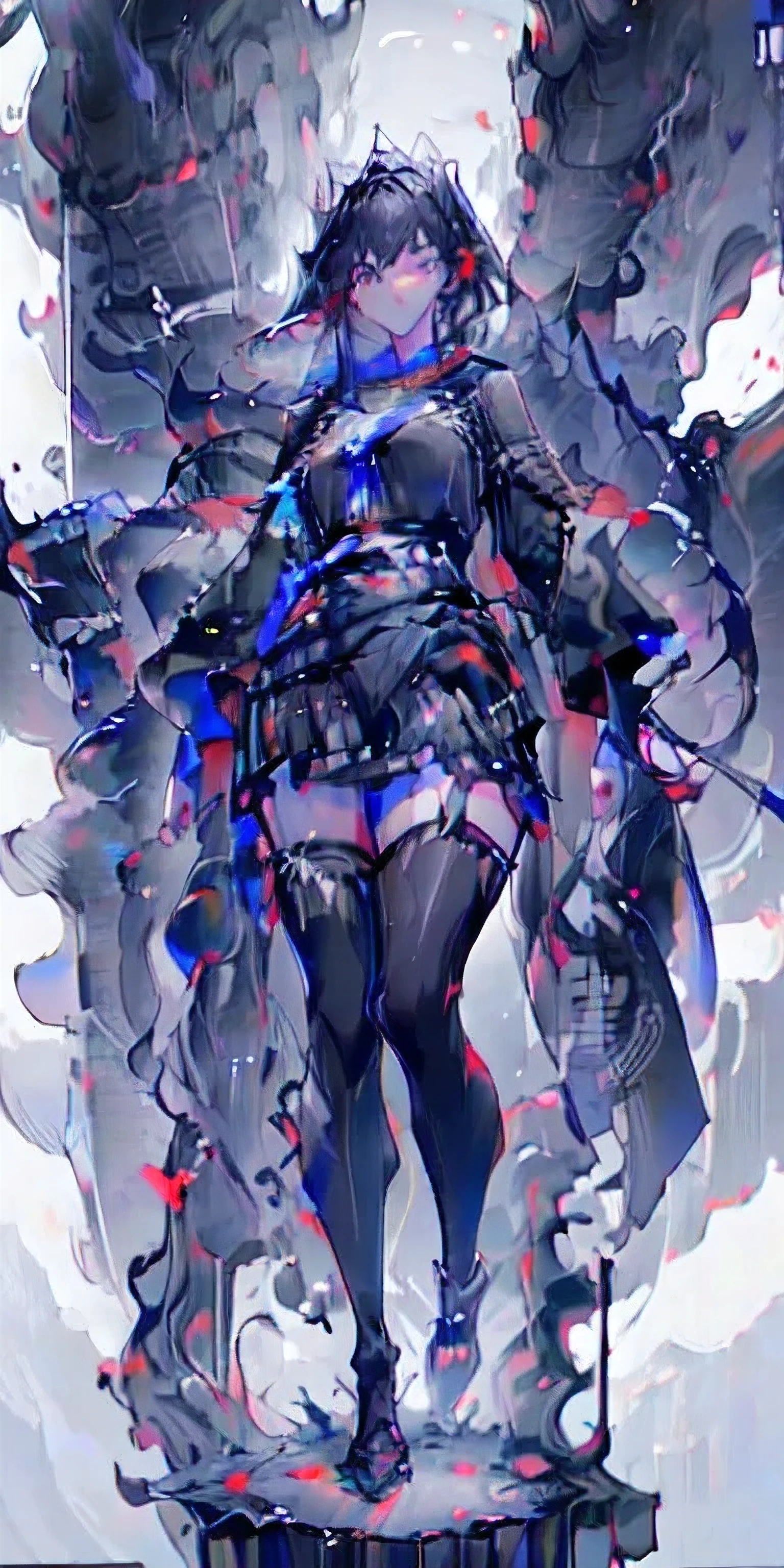 (8k, RAW photo, highest quality, masterpiece:2),(realistic, photo-realistic:1.5), (非常に詳細な CG Unity 8k wallpaper), 1 girl, kimono, ponytail ,gray hair, purple eyes, blue fire, blue flame, wallpaper, landscape, Blood, Blood splatter, written boundary depth, night, particles of light, thighs, destiny \(series\), genshin impact, ****, open jacket, skirt, Thighhighs, cloud, whole body, whole body, whole body, whole body, whole body, whole body, whole body, whole body, whole body,
