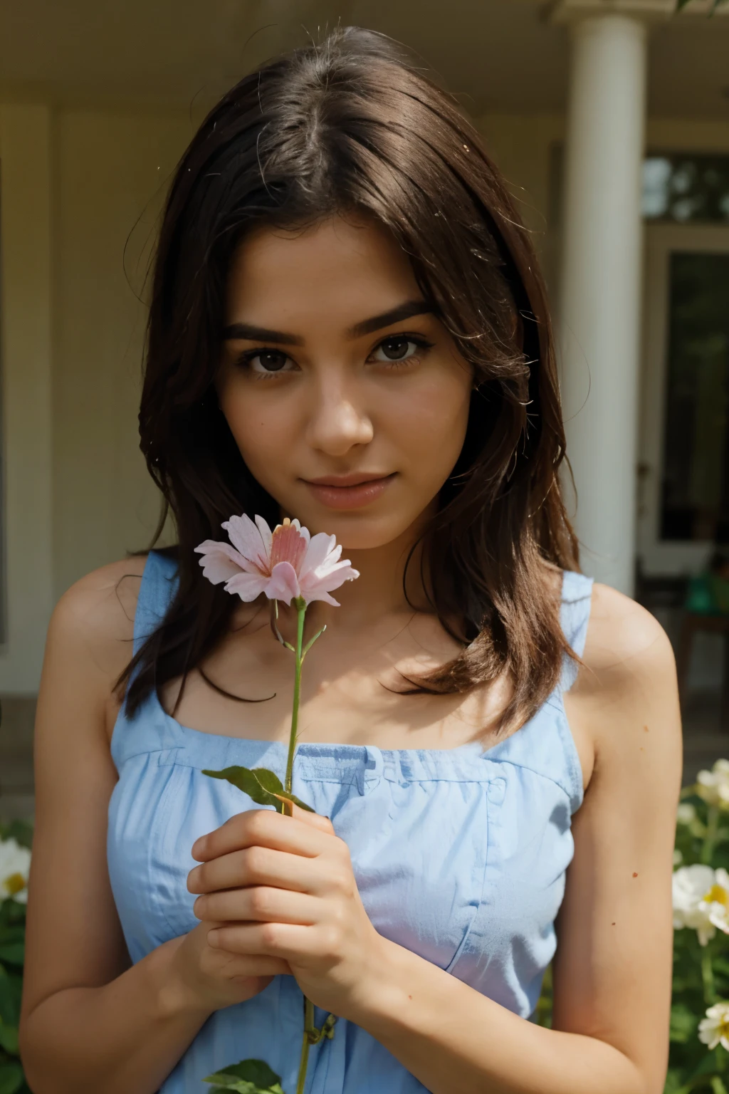 holding a flower