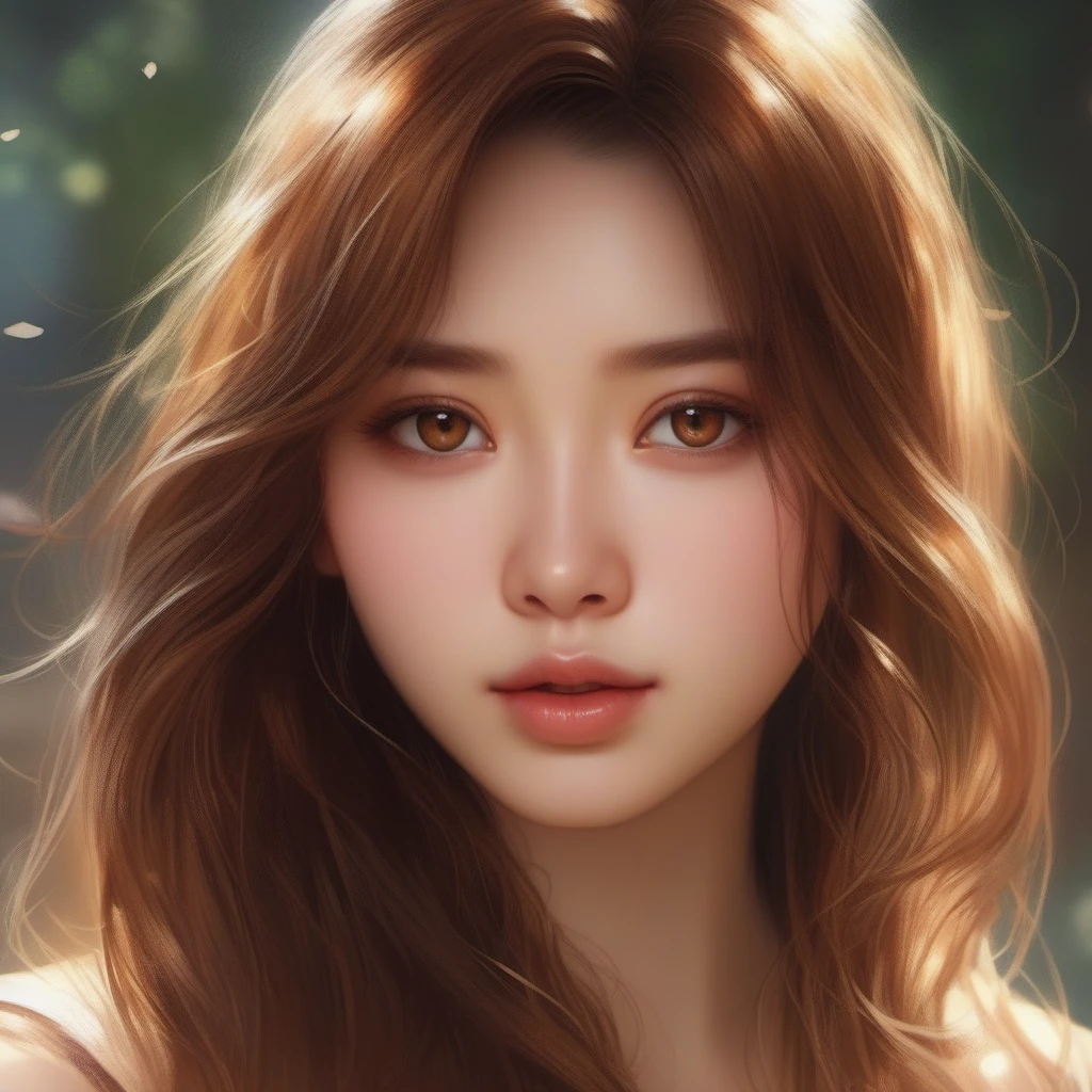 zhao lusi, (hyperrealistic), (illustration), (high resolution), (8K), (extremely detailed), (best illustration), (beautiful detailed eyes), (best quality), (ultra-detailed), (masterpiece), (wallpaper), (photorealistic), (natural light), (detailed face), (high detailed realistic skin texture), (anatomically correct), (solo), (1 girl:1.52), (high detailed realistic hair), (caramel hair:1.35), (heterochromic eyes), (detailed eyes), (brown eyes:1.37), (sparkling eyes), (realistic huge breasts:1.53), (slender abs), (dynamic pose), (closed tiny mouth:1.3), (concentrated expression), (upon body from head to thigh:1.54), (dimple:1.34)