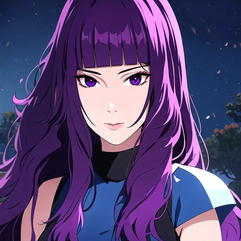 (Masterpiece, best quality:1.4), bokeh effect, volumetric lighting, A high resolution, extremely detailed illustration 8k, 1 woman, solo, very detailed face, detailed eyes, (purple hair), black eyes, beautiful woman, perfect woman,