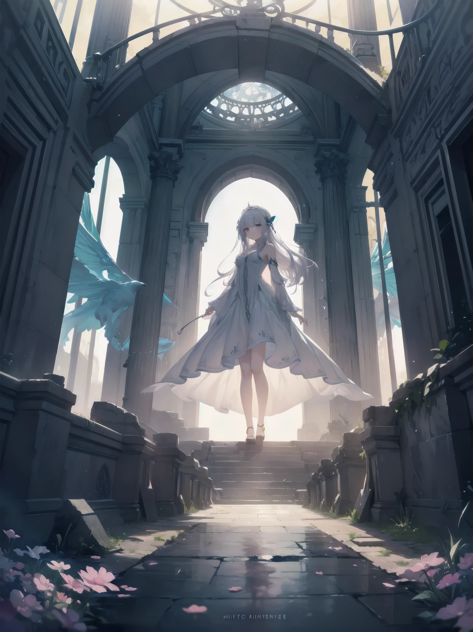 "A Noblewoman's Whimsical Adventure"
Imagine a beautiful, elegant noblewoman, dressed in a stunning gown with intricate lace and beadwork, standing in front of a glowing, ethereal portal. She looks curious and adventurous, with a hint of mischief in her eyes. The portal seems to be leading her to a fantastical world, full of magical creatures, ancient ruins, and hidden wonders. The atmosphere is dreamy and surreal, with soft, pastel colors and delicate lighting.