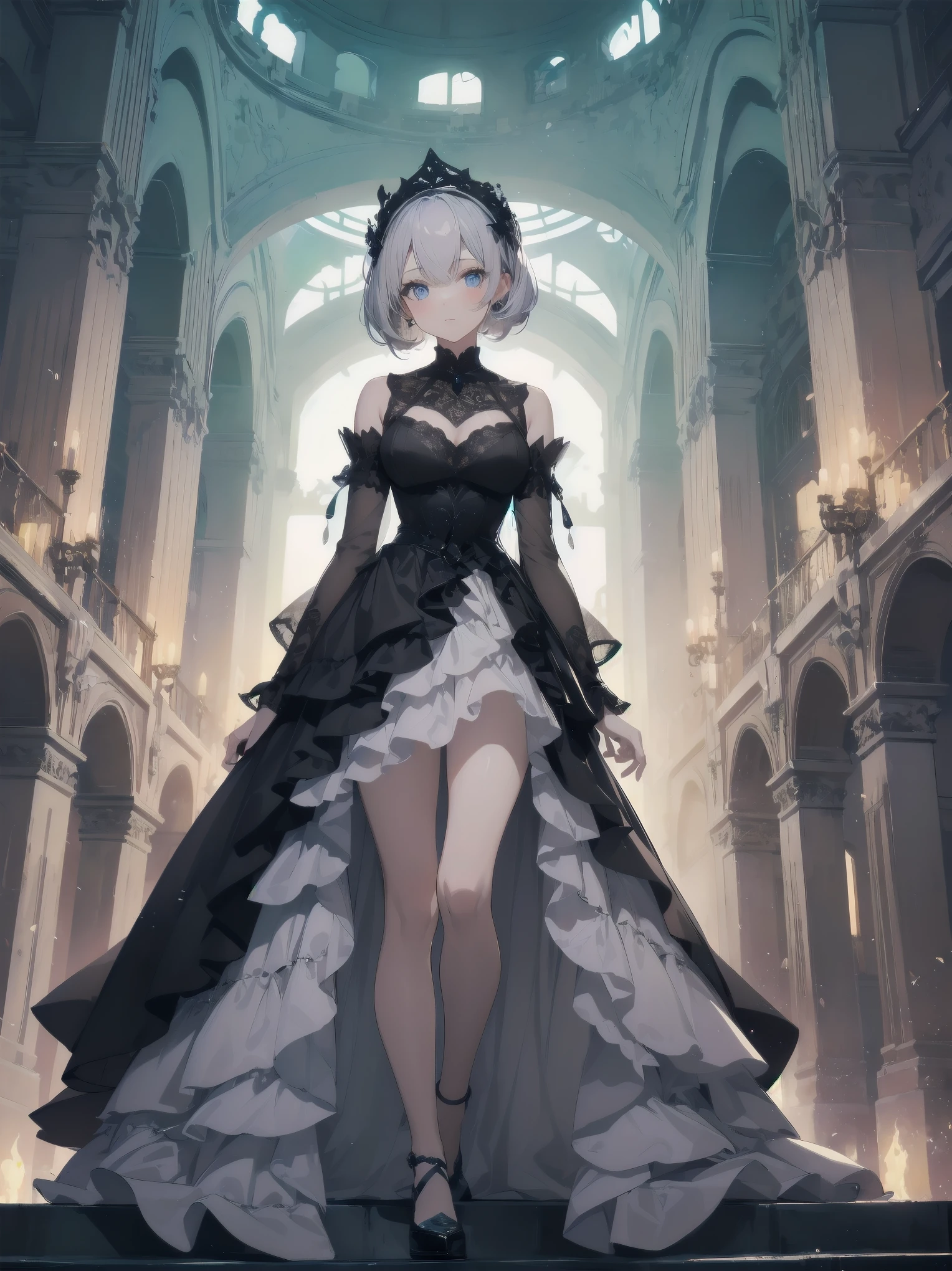 "A Noblewoman's Whimsical Adventure"
Imagine a beautiful, elegant noblewoman, dressed in a stunning gown with intricate lace and beadwork, standing in front of a glowing, ethereal portal. She looks curious and adventurous, with a hint of mischief in her eyes. The portal seems to be leading her to a fantastical world, full of magical creatures, ancient ruins, and hidden wonders. The atmosphere is dreamy and surreal, with soft, pastel colors and delicate lighting.