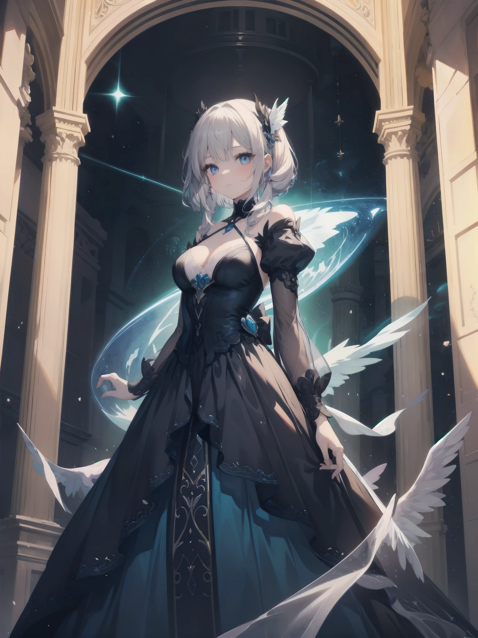 Artistic AI Art Galaxy、one girl、dynamic pose、"A Noblewoman's Whimsical Adventure"
Imagine a beautiful, elegant noblewoman, dressed in a stunning gown with intricate lace and beadwork, standing in front of a glowing, ethereal portal. She looks curious and adventurous, with a hint of mischief in her eyes. The portal seems to be leading her to a fantastical world, full of magical creatures, ancient ruins, and hidden wonders. The atmosphere is dreamy and surreal, with soft, pastel colors and delicate lighting.