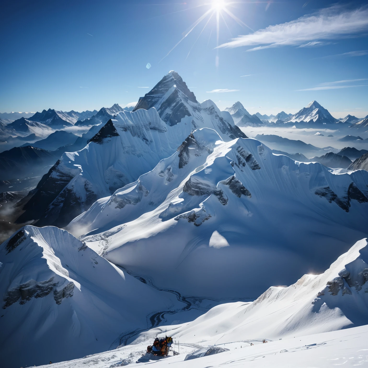 Beautiful mountains , 4k , realistic , sharp detail , mountain everest , good lighting , 8k