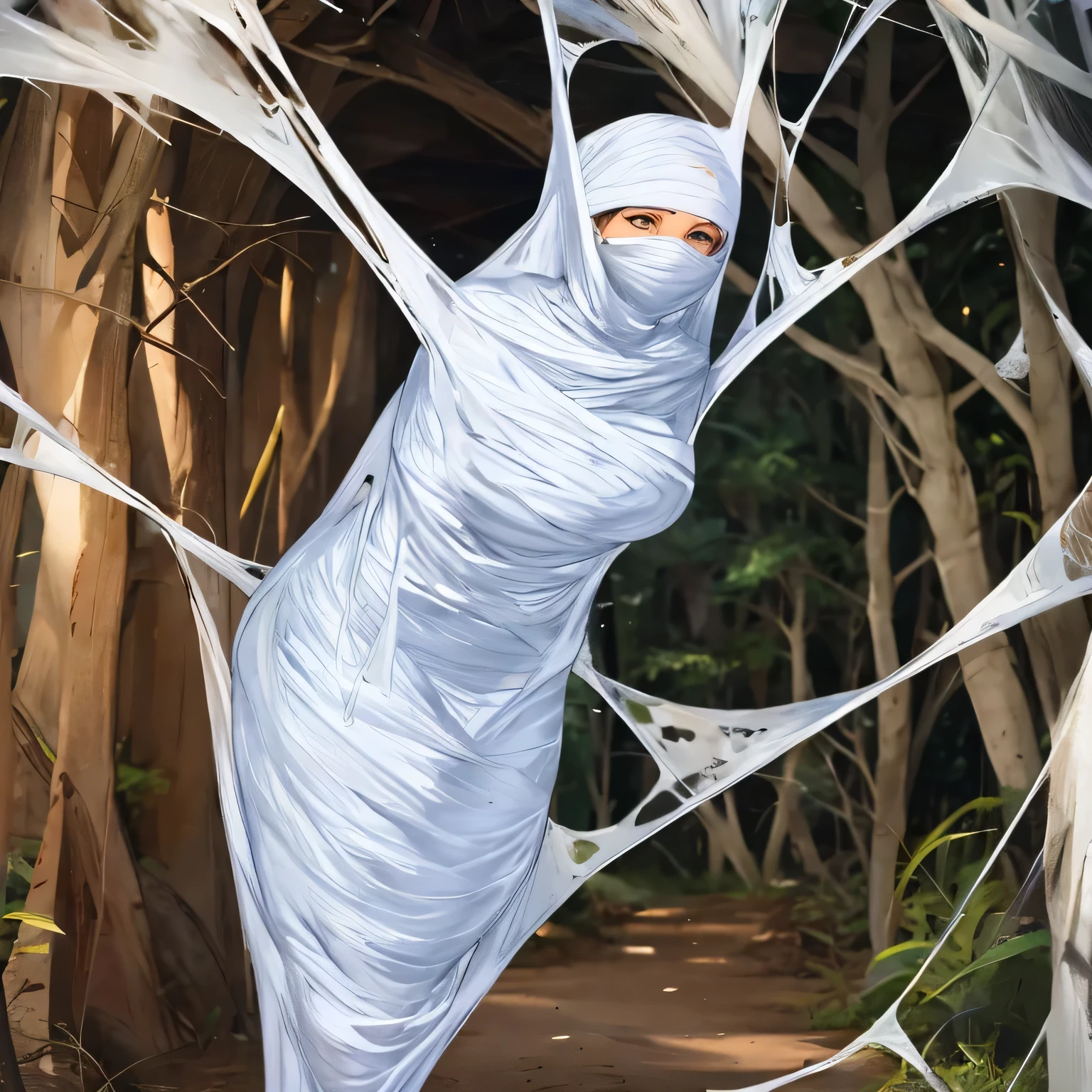 (a) fairy, beautiful,detailed wings, detailed dress, detailed face, (highres:1.2), (realistic:1.37)
medium: oil painting,spider web
(a) girl, trapped, hanging, (best quality, 8k, highres:1.2), (realistic, photo-realistic: 1.37)
spider web, dense, delicate, intricate
(garden) plants, flowers, vibrant colors
(light) soft, ethereal, sunlight filtering through the trees
(d) cobweb, sticky strands, shimmering
(cocoon) silk, translucent, wrapped tightly
