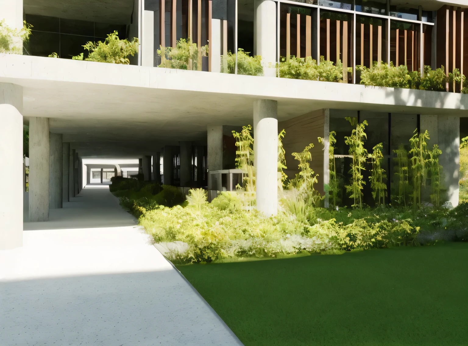there is a large building with a walkway and a green lawn, architectural rendering, architectural rendering, green terrace, landscape rendering, architectural visualization, natural realistic rendering, architectural 3D rendering, detail rendering, highly photographic rendering, high detail rendering, low angle dimetric rendering, professional rendering, luminous rendering, photographic rendering, detailed rendering, detailed renderinging