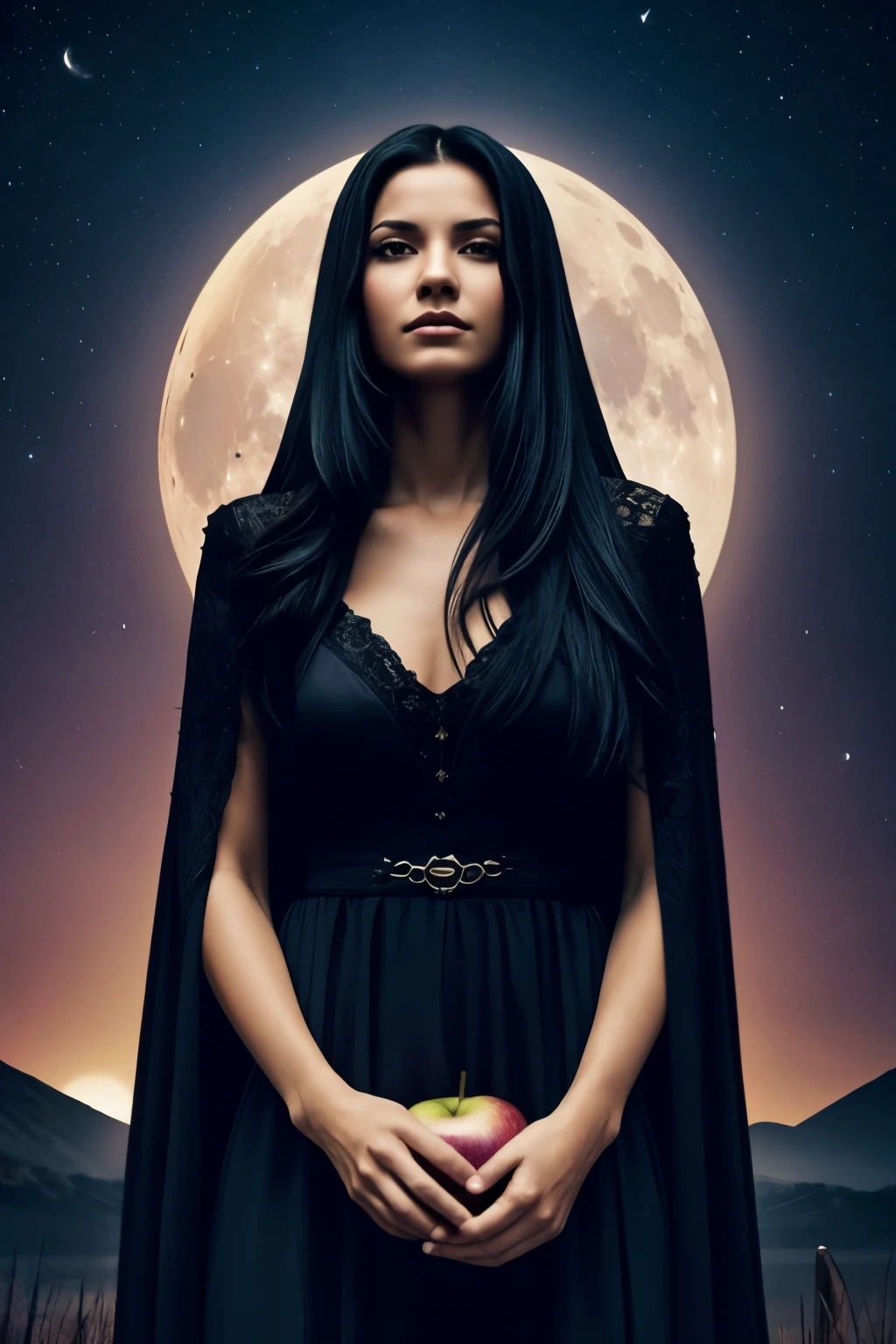 Title: "Whispers of the Enchanted Moon: A Dark Romance"

{1🏾 Woman: 0.8}, sexy, short, native, wearing witch's robes, {purple-highlighted hair: 1.1}, holding an {apple: 0.4},
{1esse Man: 1.2}, in {suit: 0.6}, {long-dark-hair: 0.9}, {inked: 1.1}, {man: 1.0},

Dark, seductive, {book cover: 1.0}, {fade-off: 1.1}, at sides,

