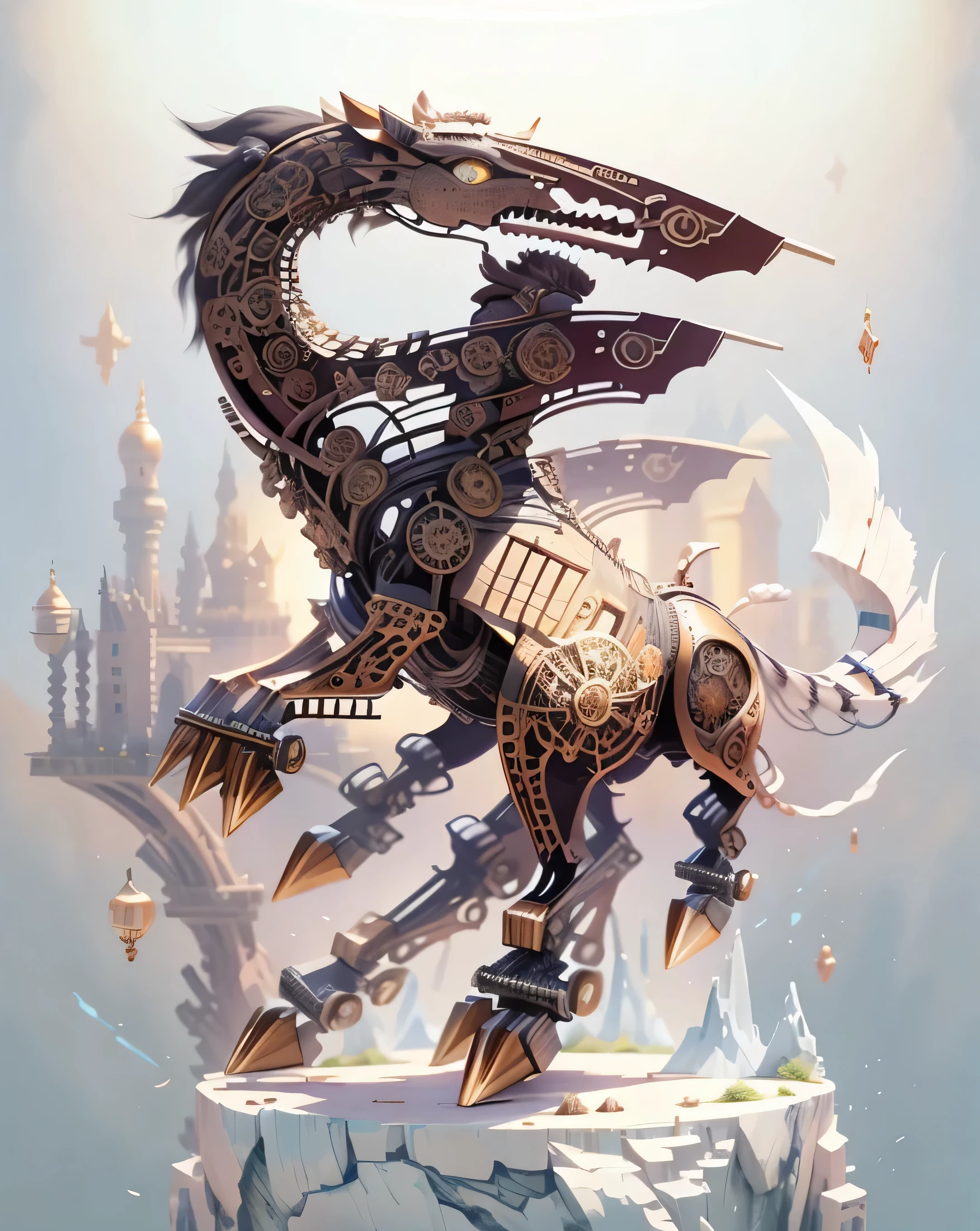 The appearance of horses,horses,(the art of mathematics,Steampunk),horse,金属horse,Steampunkhorse,metal sign, gear, electric wire, cable, spark, Tighten, (3D sculpture,Rendered by Octane,Volumetric Light,natural soft Light,), (Super exquisite:1.2, Loss of focus:1.2, Very Colorful, Light, chiaroscuro,Light线追踪), masterpiece, super rich,super detailed,8k,mekka, 3ddianshang\(style\)