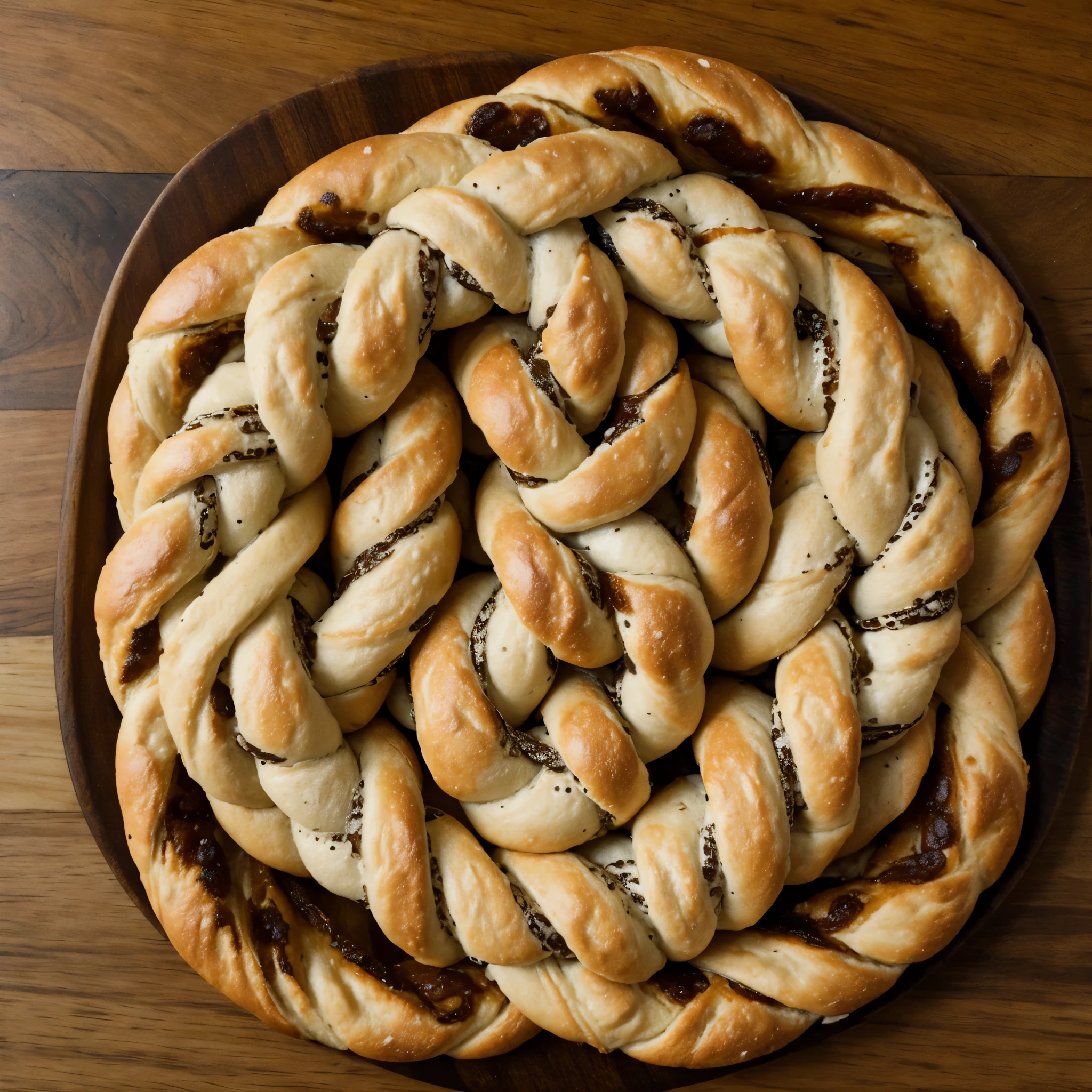 A fractal pretzel knot intricately twisted upon itself into a perpetually unfolding Gordian labyrinth of overlapping salted dough paths.