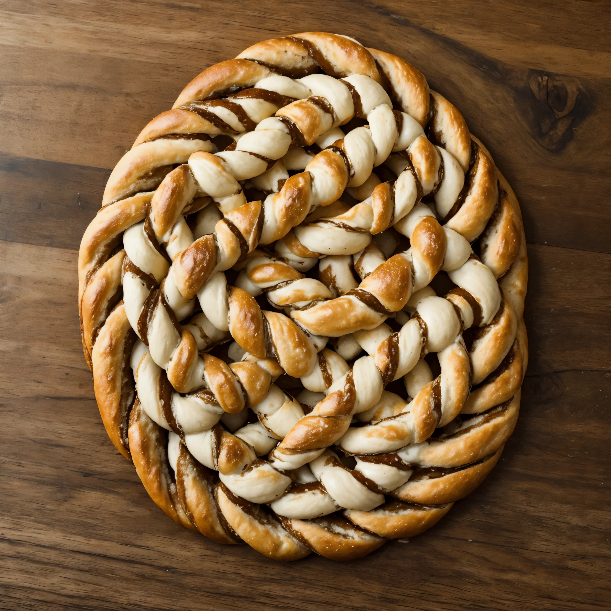 A fractal pretzel knot intricately twisted upon itself into a perpetually unfolding Gordian labyrinth of overlapping salted dough paths.