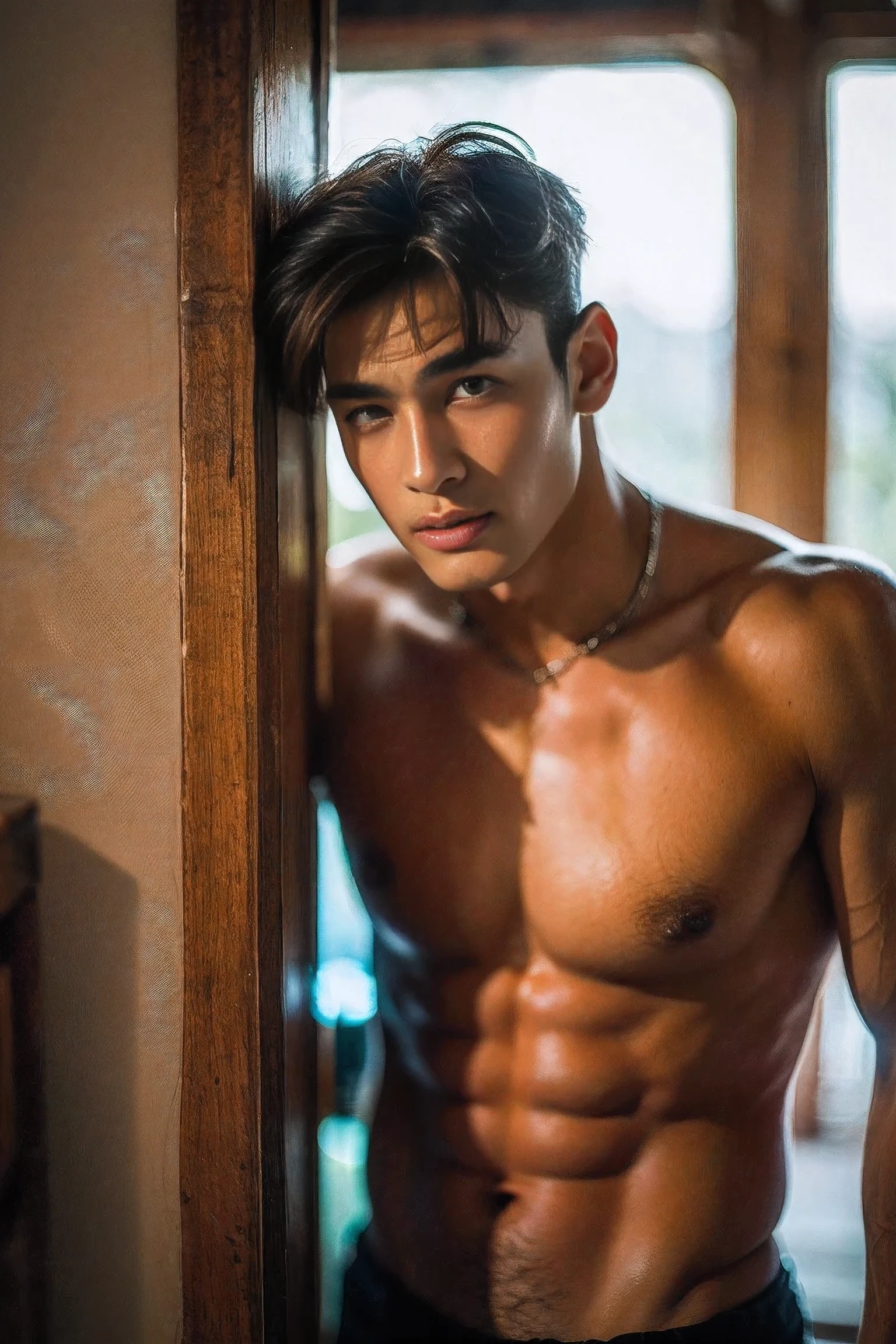 Realistic photography, 8k ,Thai man with brown hair, handsome