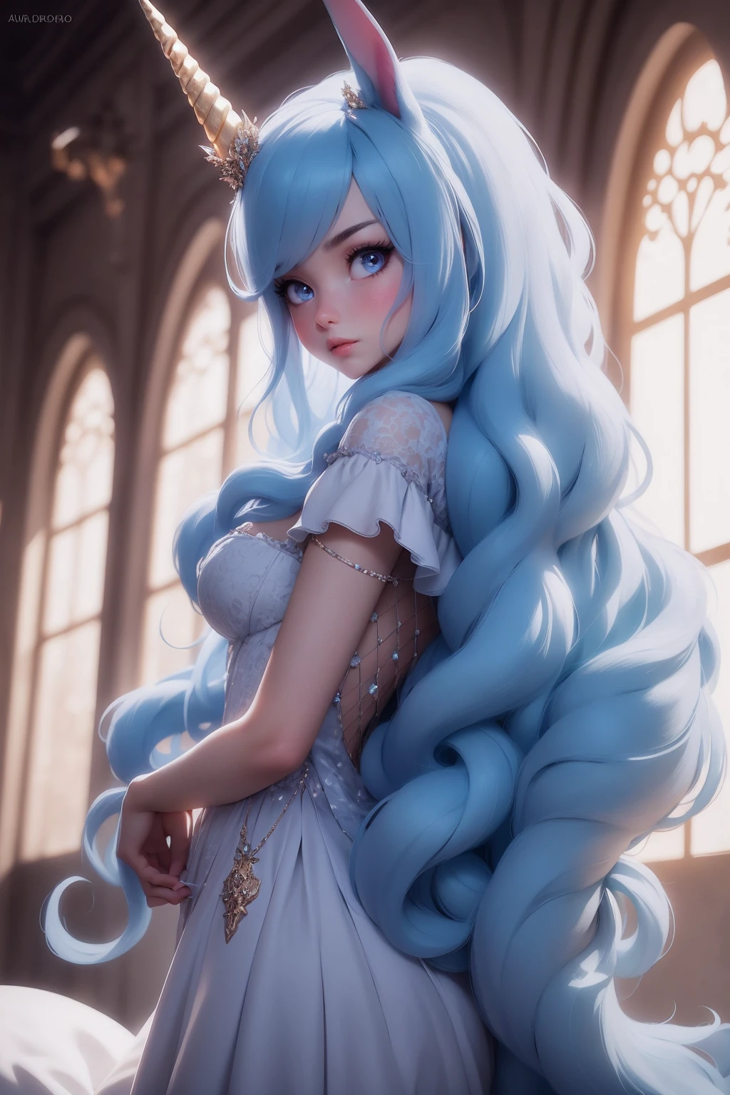 emily, corpse bride at 18 years old nude at the vitorian castle, pubic hair, blue hair, bridal diadem