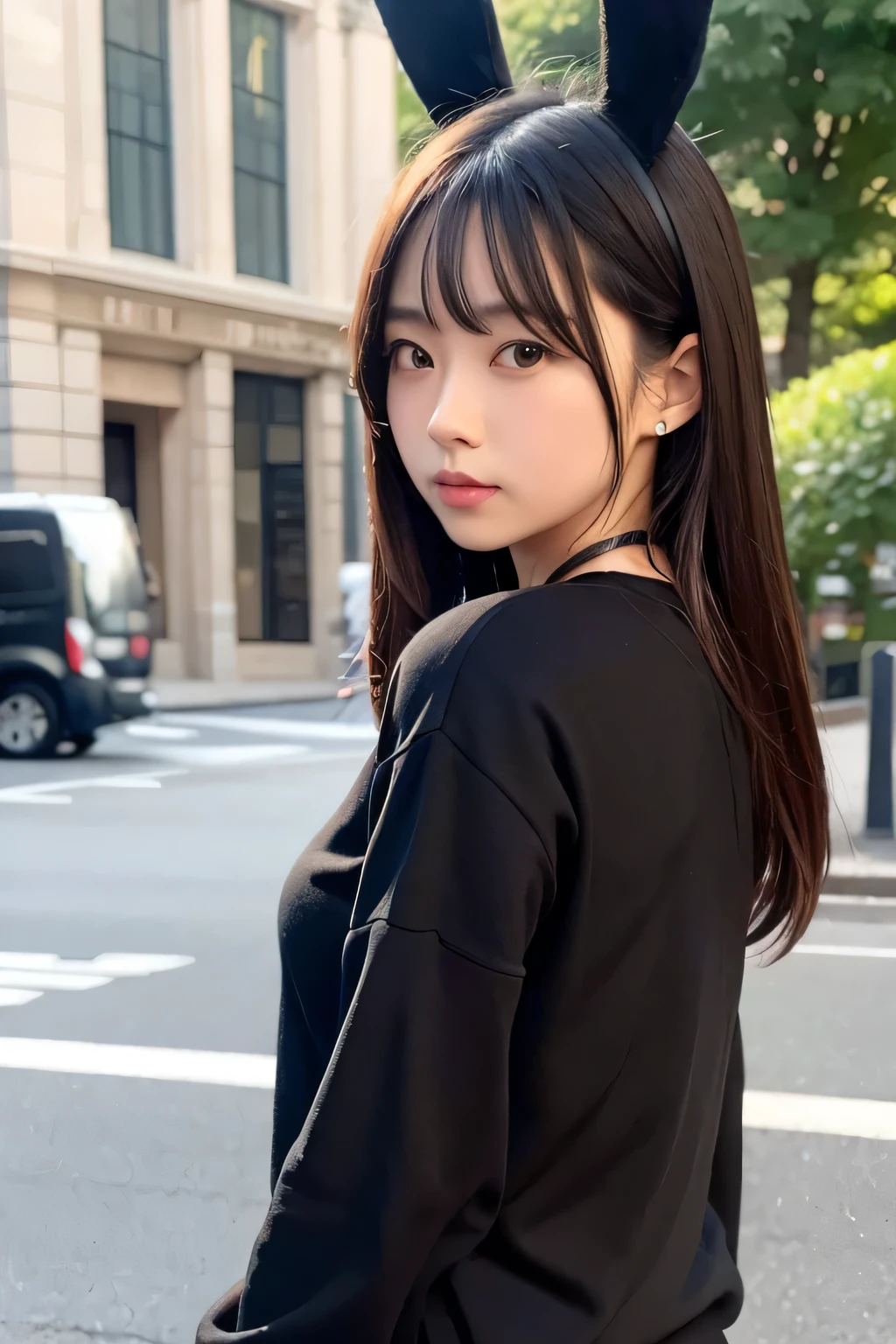 bunny girl front black clothes