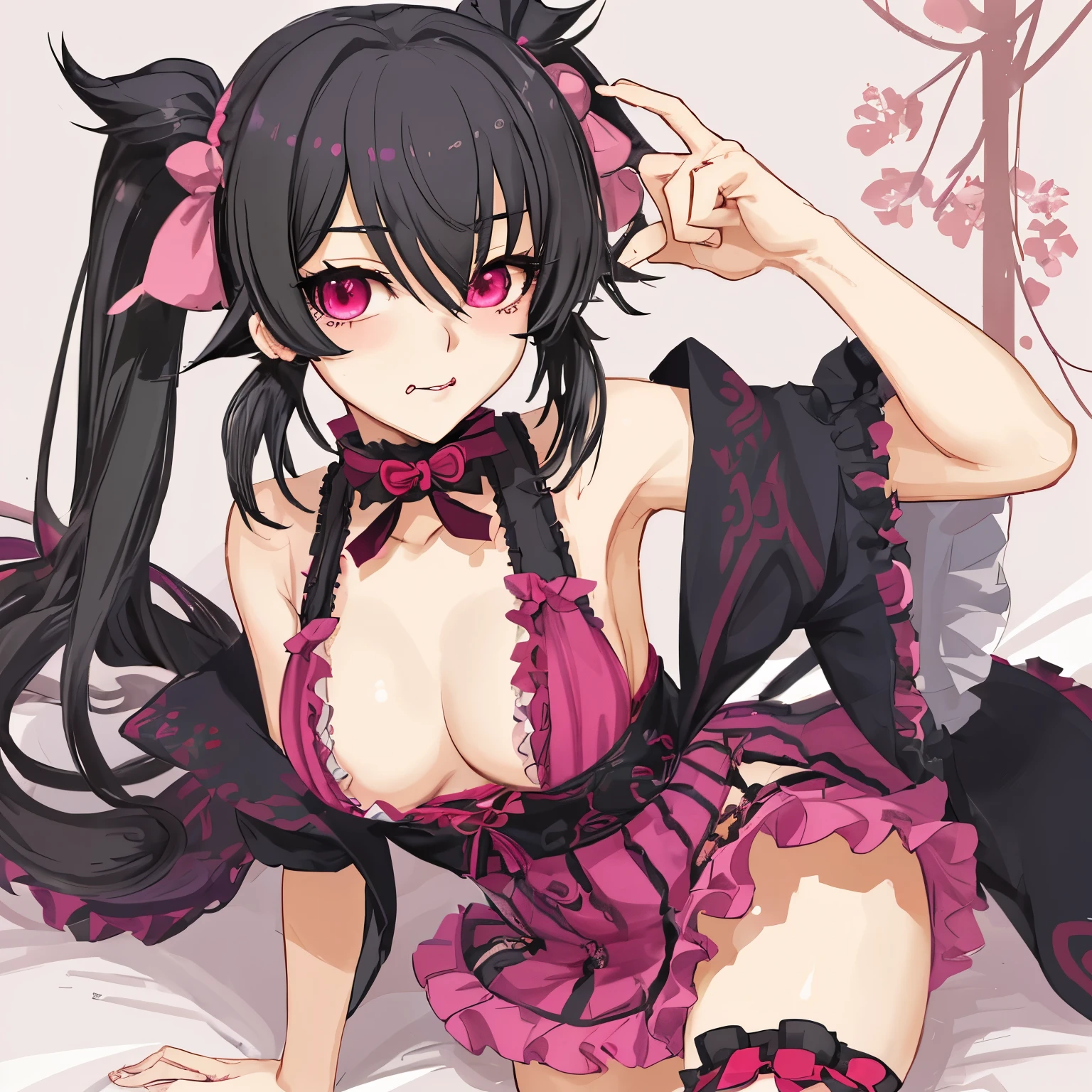 Nanashi Mumei Twin tails, seducing