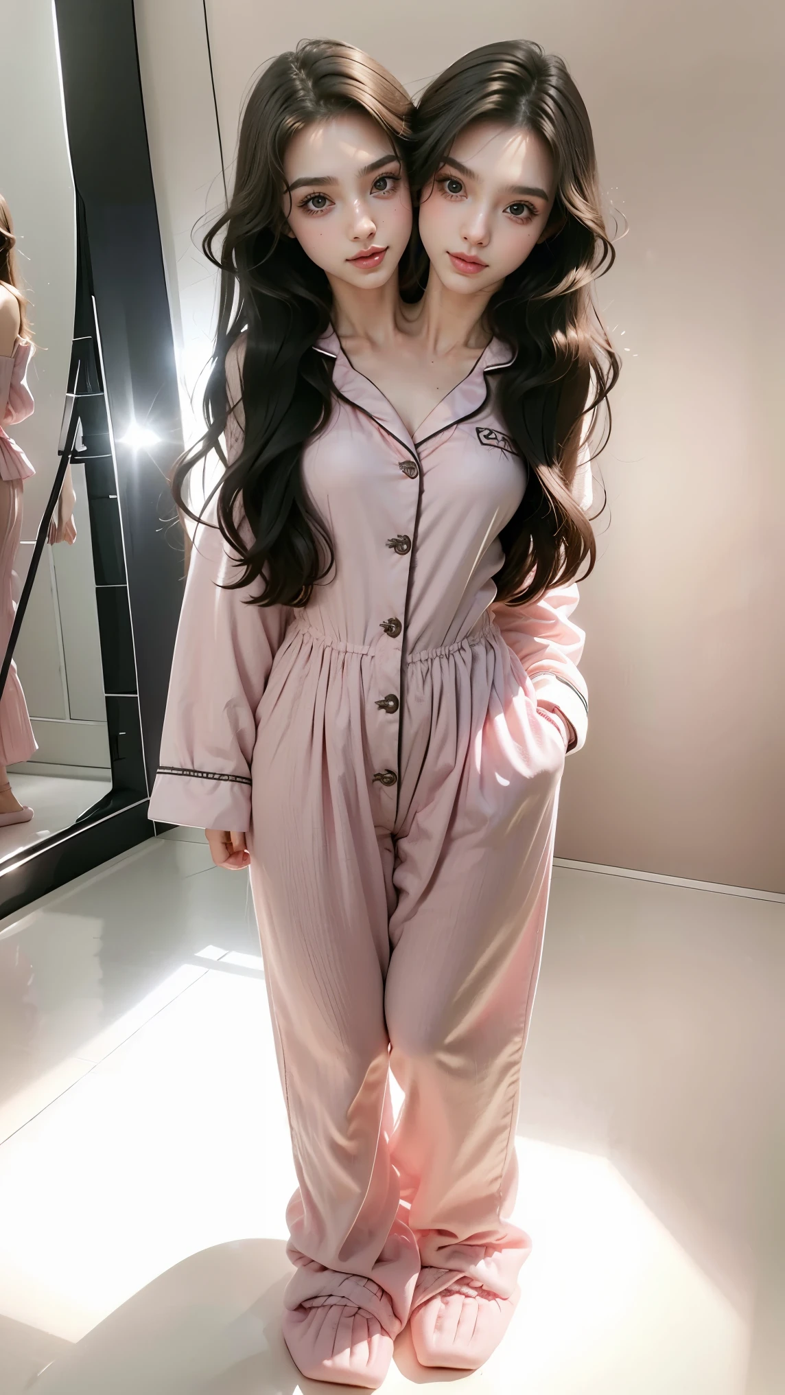 My innocent 15 year old thin and skinny girlfriend abundant long wavy hair , red head long and natural hair sends me provocative photos on her bed,wearing a mask and sexy short pink pajamas .At night before sleeping. Warm light (full real)) by day warm half sensual light