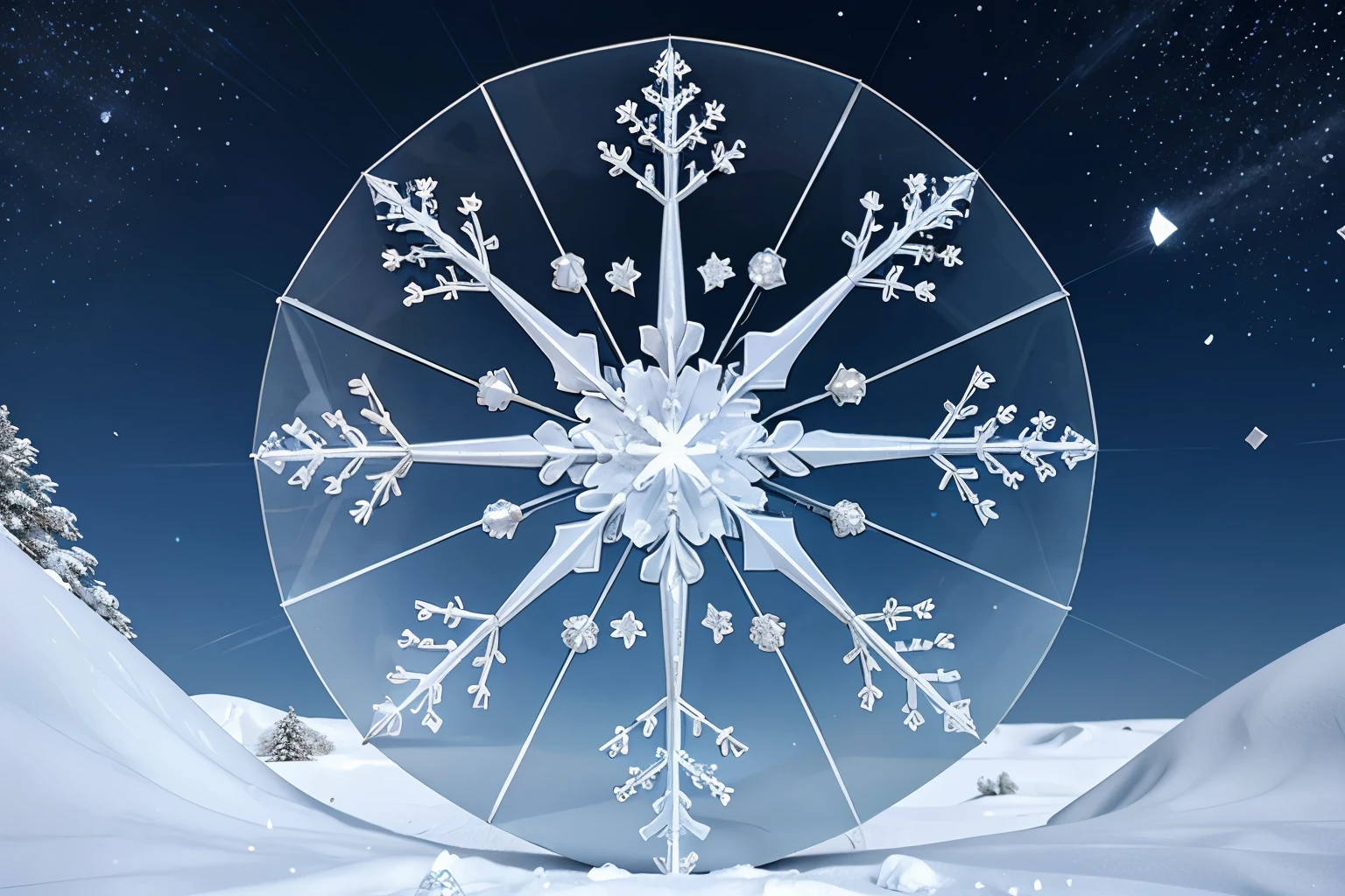 Snowflakes: Delicate, unique crystalline structures falling from the sky, forming a serene white blanket.