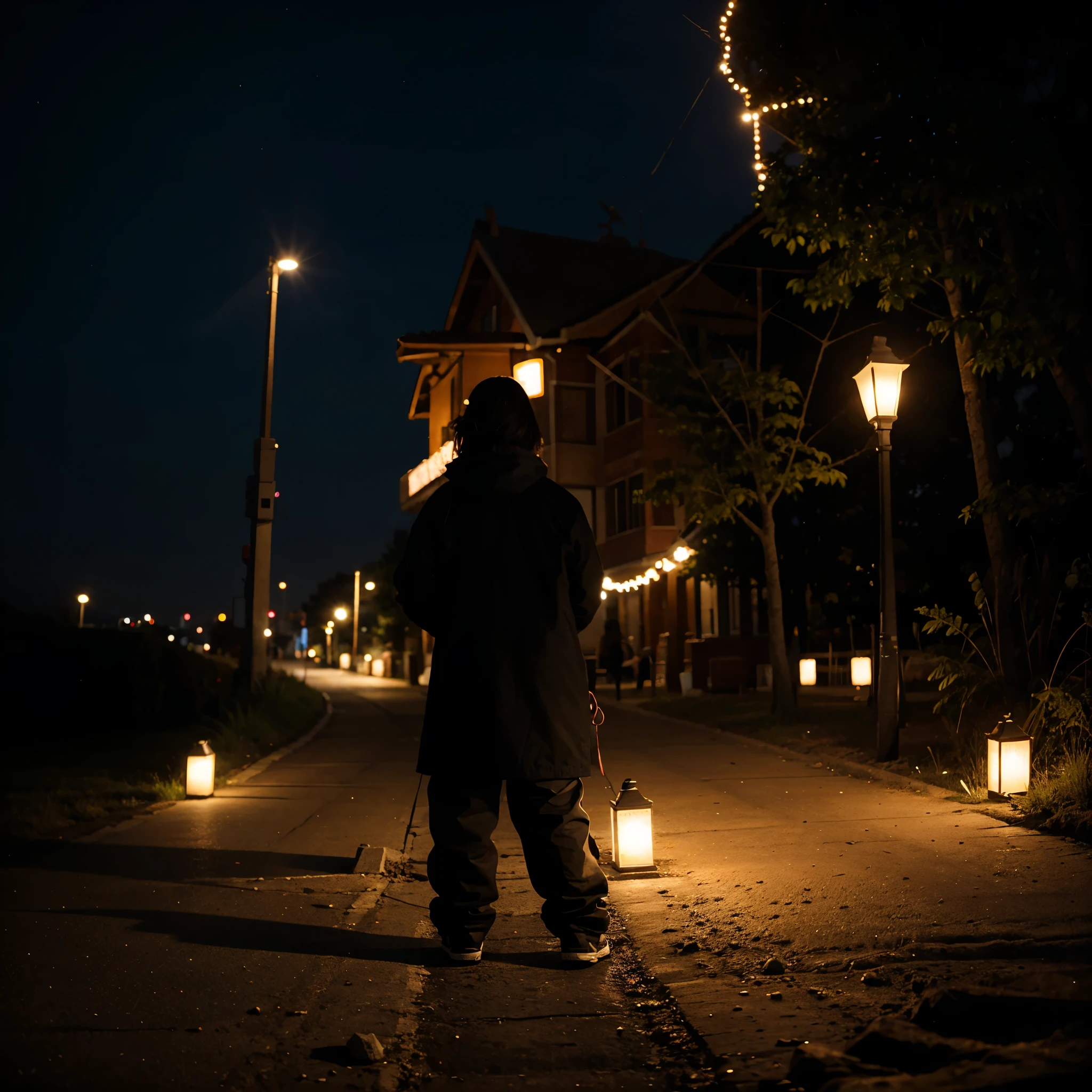 Creat a picture about shadow in the night