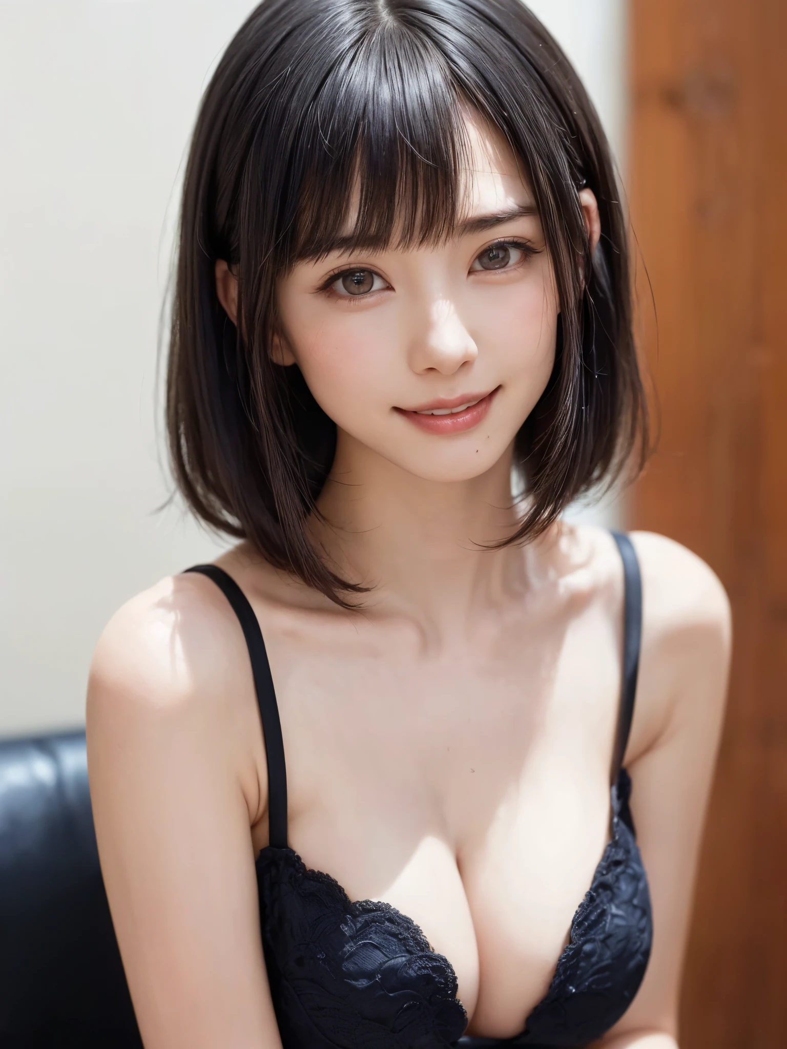 (table top, highest quality、ultra high resolution、face focus focus、focus on the sides、navel focus、decolletage focus、very attractive beauty、Adds intense highlights to the eyes、look closely at the camera:1.4、Absolutely beautiful bangs:1.4、Brunette short bob hair with bangs:1.4),1 girl, Report, black haired, realistic, looking at the viewer, pale black eyes, short hair, lips, lip gloss, Upper body、Big eyes、eyelash)、((italian natural background、hyper real stick:1.4))、((short hair with bangs:1.4、Beautiful bangs with 46 points:1.4、{Huge|big|Hugeな|mega} chest:2, cleavage:2、Big eyes、Give students very powerful highlights、very bigger chest、look at the audience、very beautiful beauty、show me your ears、beautiful long neck、beautiful decollete、smile、A smilee beautiful teeth、Open your mouth and smilee))、28 years old、very cute super model、perfect anatomy