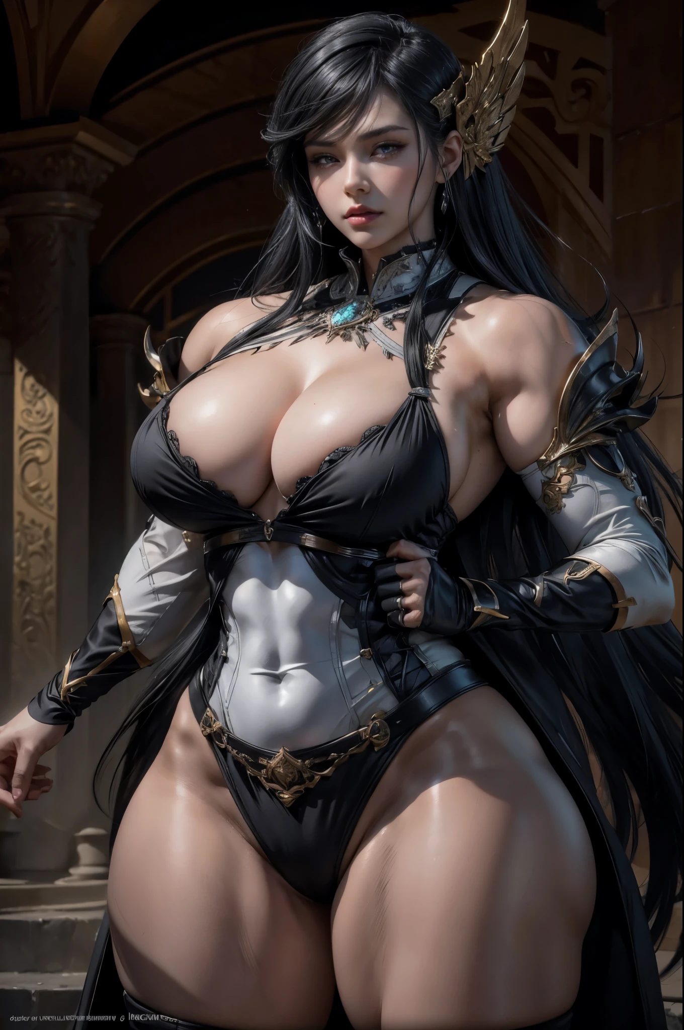 a close up of a woman in a black and white outfit, 8k high quality detailed art, detailed digital anime art, extremely detailed artgerm, 2. 5 d cgi anime fantasy artwork, artstation masterpiece, commission for high res, high detailed official artwork, goddess. extremely high detail, [ 4 k digital art ]!!, highly detailed exquisite fanart