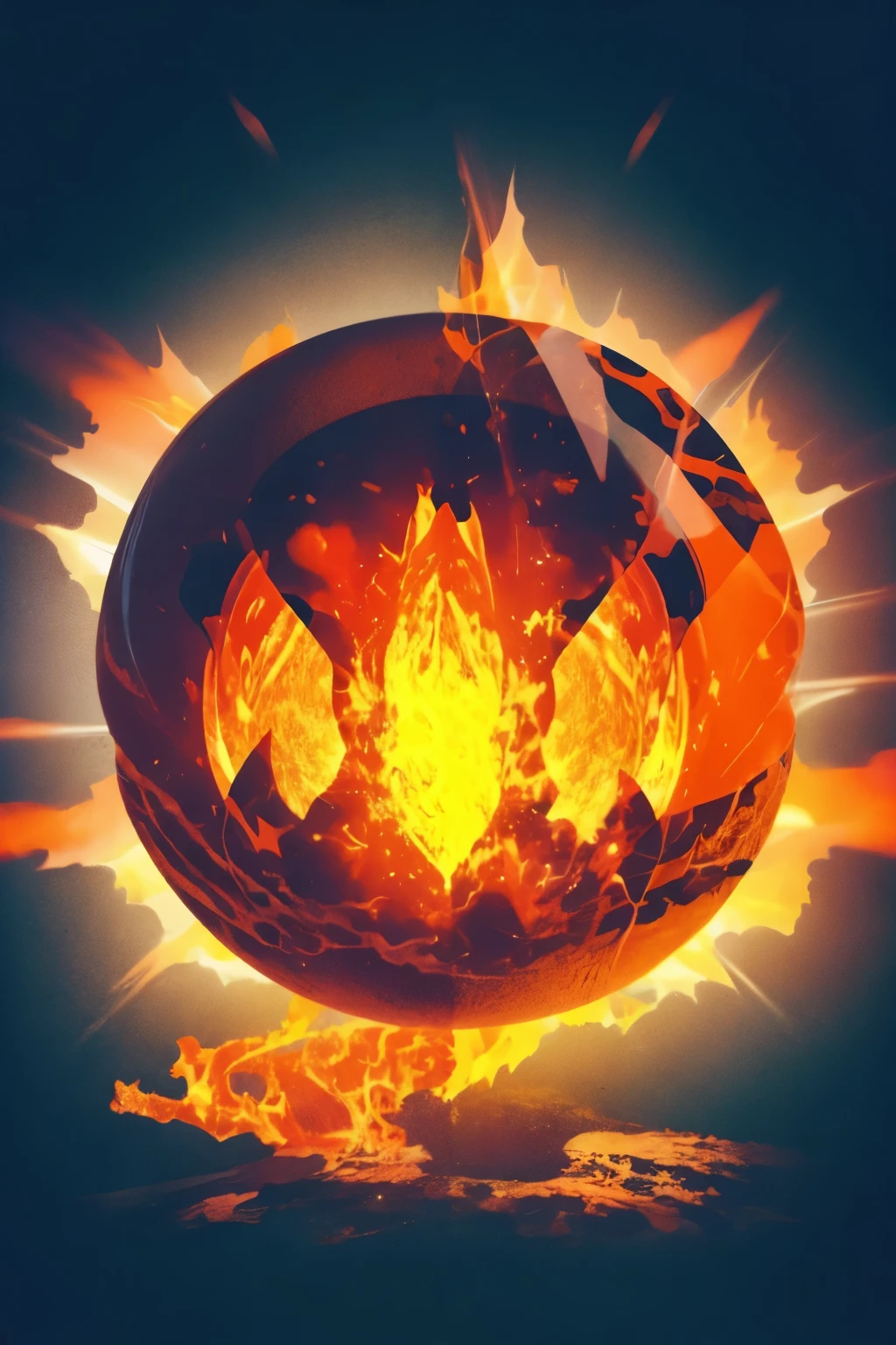 best quality, 7 stacked translucent orange glowing balls, dragon ball, background mad black, (dragon shadow)