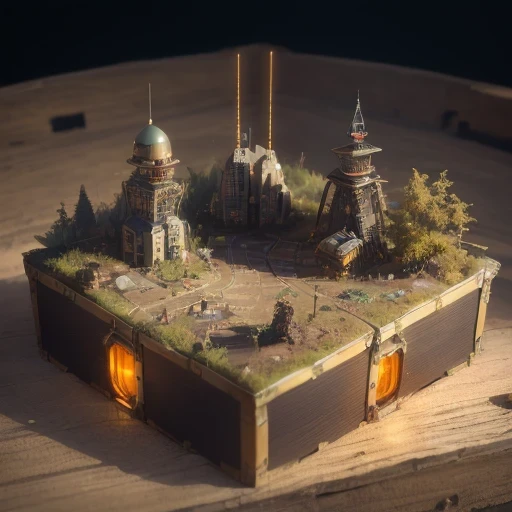 3598年Mars realistic model, (split ends, original photo, best quality, masterpiece:1.4),Steampunk Cyberpunk 6820 City,(CyberpunkMars light:1.3), Mars (related to land),(in a small nature box:1.3),Isometric, small nature, landscape on foundation,landscape,