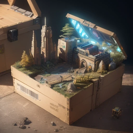 3598年Mars realistic model, (split ends, original photo, best quality, masterpiece:1.4),Steampunk Cyberpunk 6820 City,(CyberpunkMars light:1.3), Mars (related to land),(in a small nature box:1.3),Isometric, small nature, landscape on foundation,landscape,