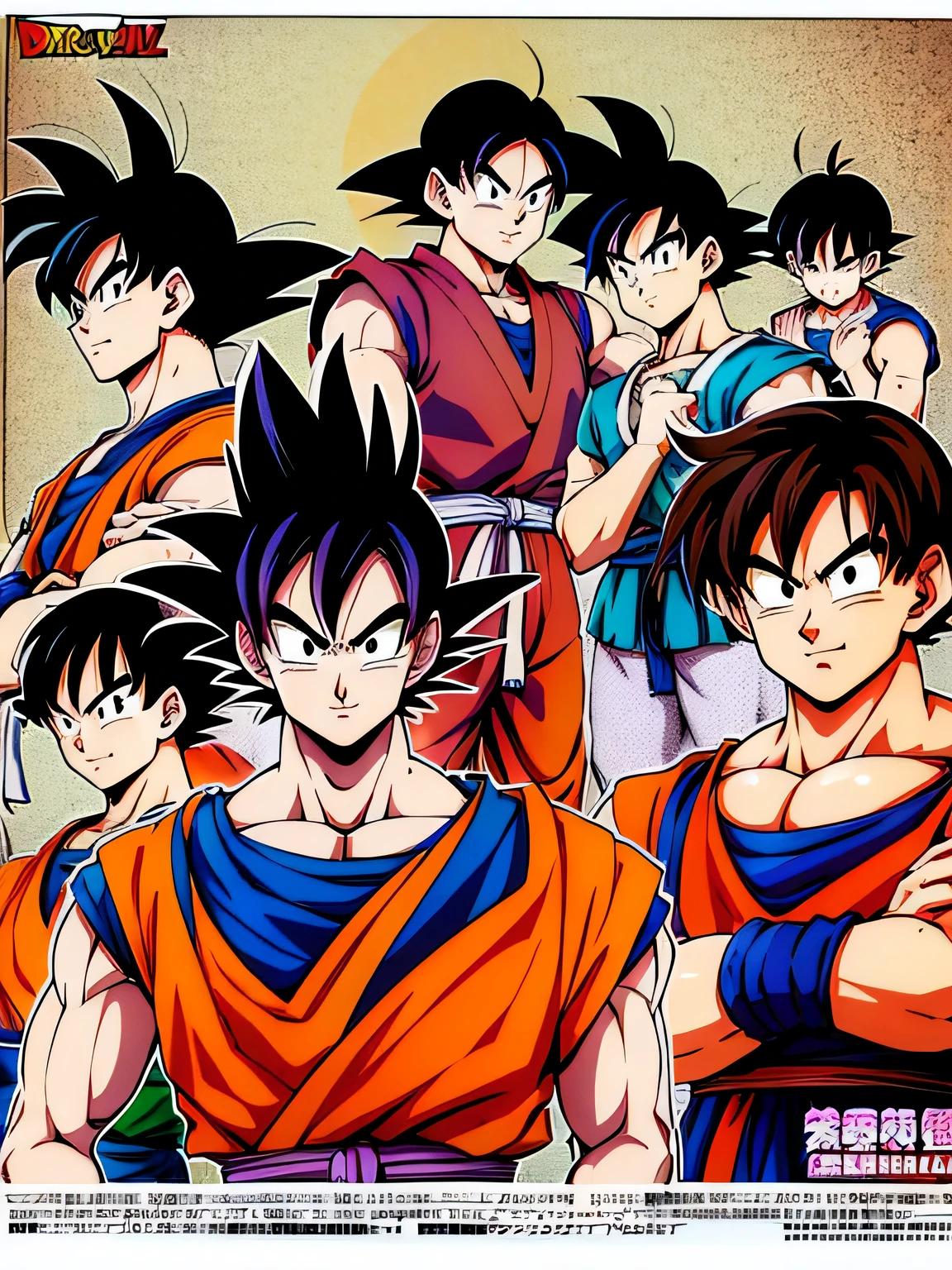 A group of young Gohan and their friends, dragon ball style, dragon ball z style, character dragon ball, dragon ball z, dragon ball z, dragon ball, dragon ball, dragon ball artstyle, DBZ, Akira Toriyama风格, dragon ball concept art, human goku, author：Akira Toriyama, goku as an asian man