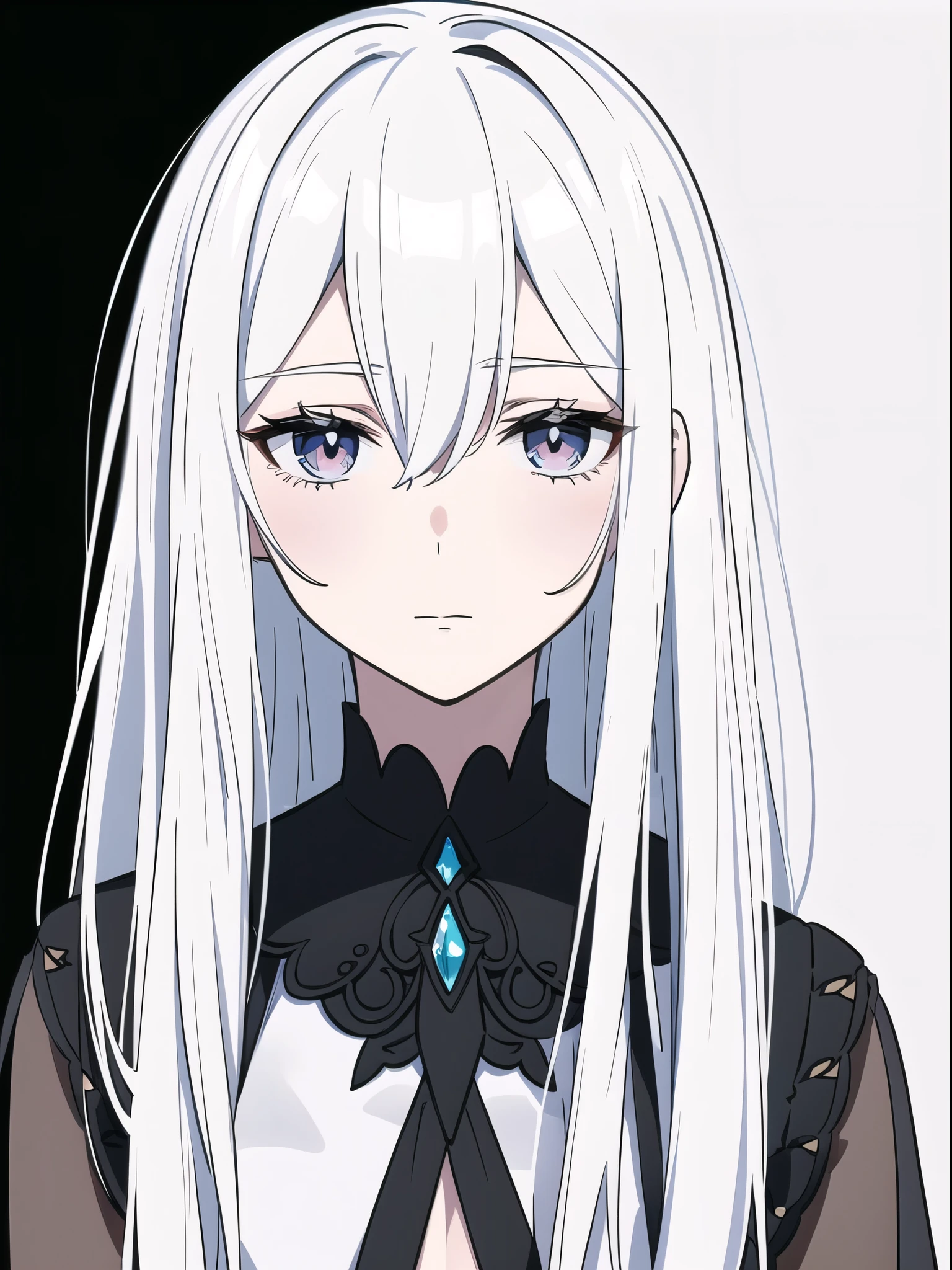((White hair)),((Head and Shoulders Image)),Sexy,A person,Alone,Simple style,pancake ,Simple details,Black background,Empty background,Black background wall,(20 year old woman),(Droopy hair),(White Gloves),(Evening Gown),(Lace Shirt),Lace,(confidence),(Tranquility)