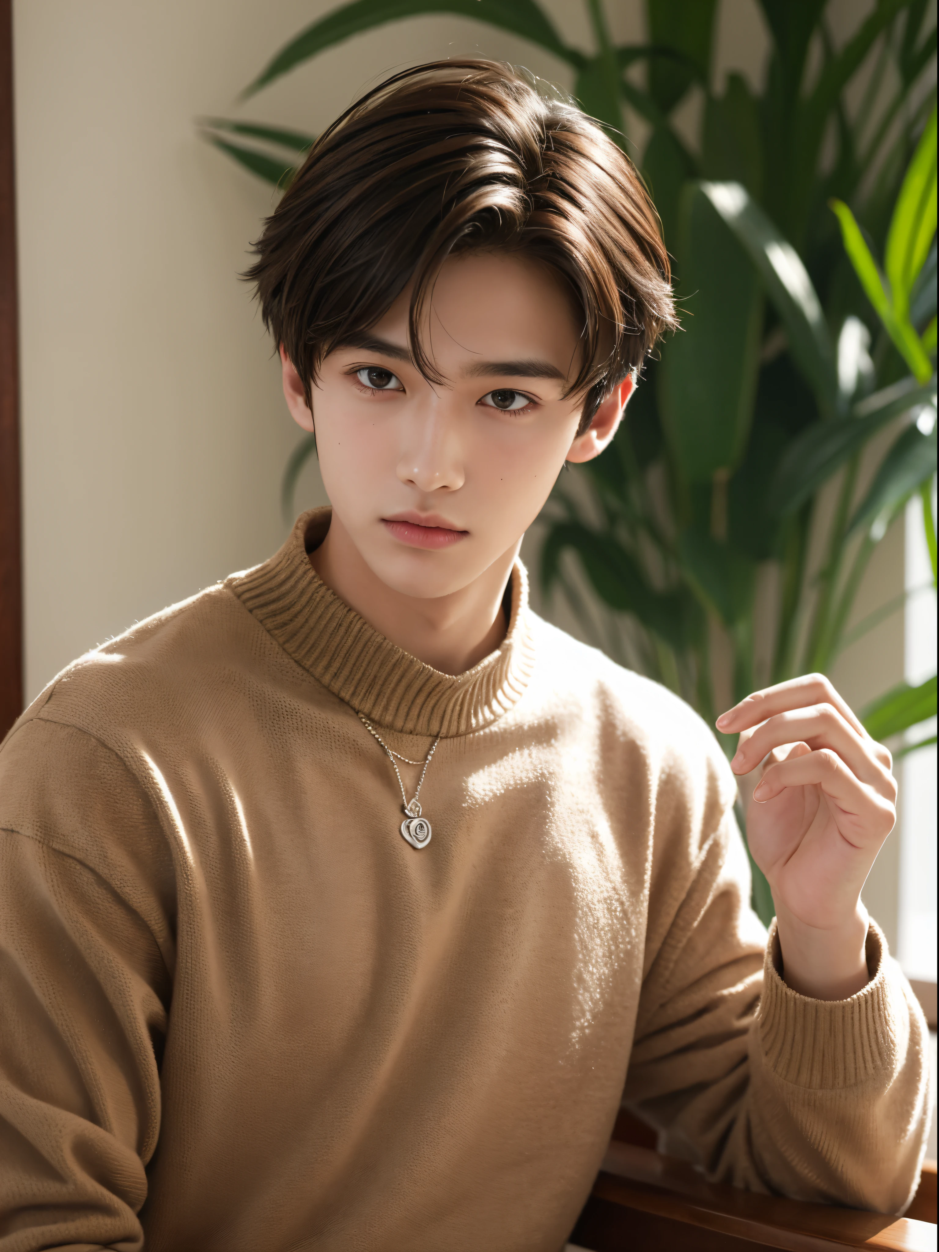 boy, 17 y.o, handsome, middle parted hair, plantation