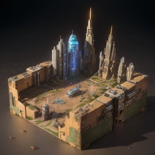 3598年Mars realistic model, (split ends, original photo, best quality, masterpiece:1.4),Steampunk Cyberpunk 6820 City,(CyberpunkMars light:1.3), Mars (related to land),(in a small nature box:1.3),Isometric, small nature, landscape on foundation,landscape,