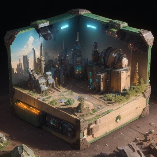 3598年Mars realistic model, (split ends, original photo, best quality, masterpiece:1.4),Steampunk Cyberpunk 6820 City,(CyberpunkMars light:1.3), Mars (related to land),(in a small nature box:1.3),Isometric, small nature, landscape on foundation,landscape,
